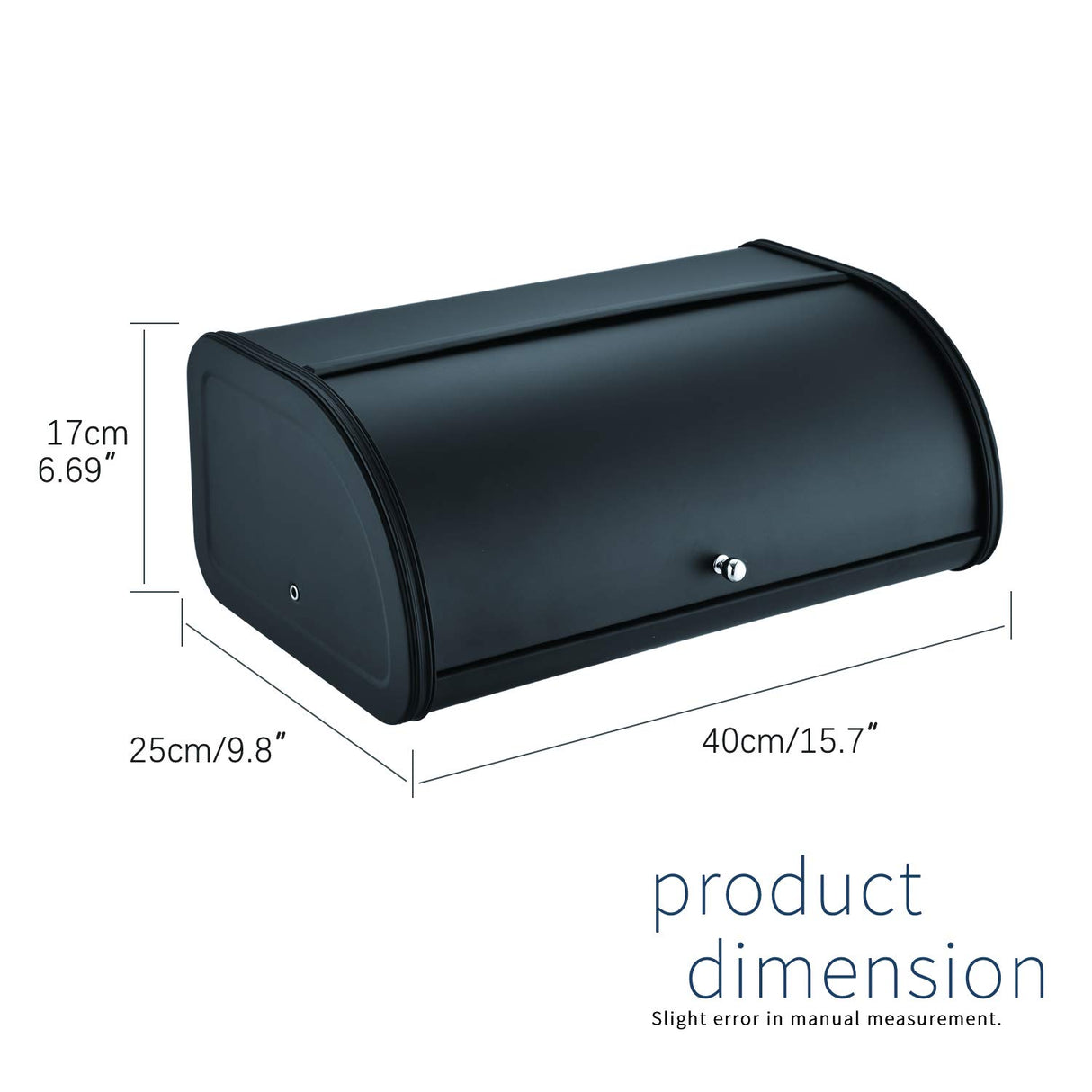 HILFA Stainless Steel Bread Box with Roll Up Lid, For Easy Kitchen Counter Storage, Bread Bin Holder,17.5X11.5X7.5 inch, Matte Black For Home and Kitchen HILFA