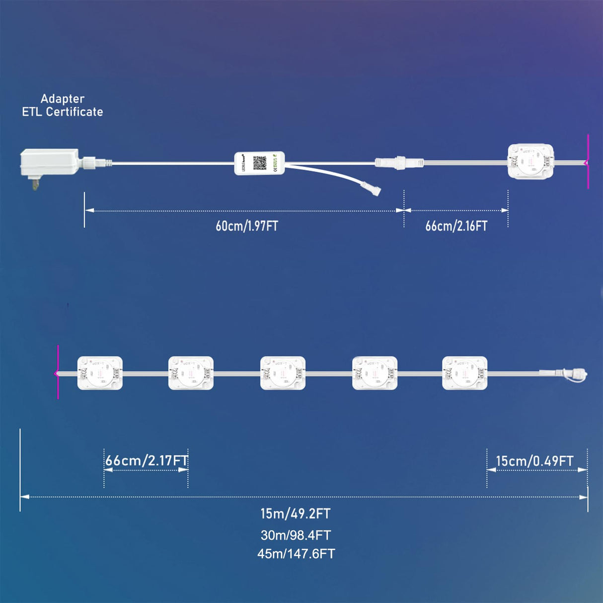 Llamau 50FT Permanent Outdoor Lights - IP65 Waterproof RGB Eaves Lights with Smart App/Remote Control,for Christmas, All Holiday Party, Daily and Accent Lighting, House Roof and Garden Decoration Llamau