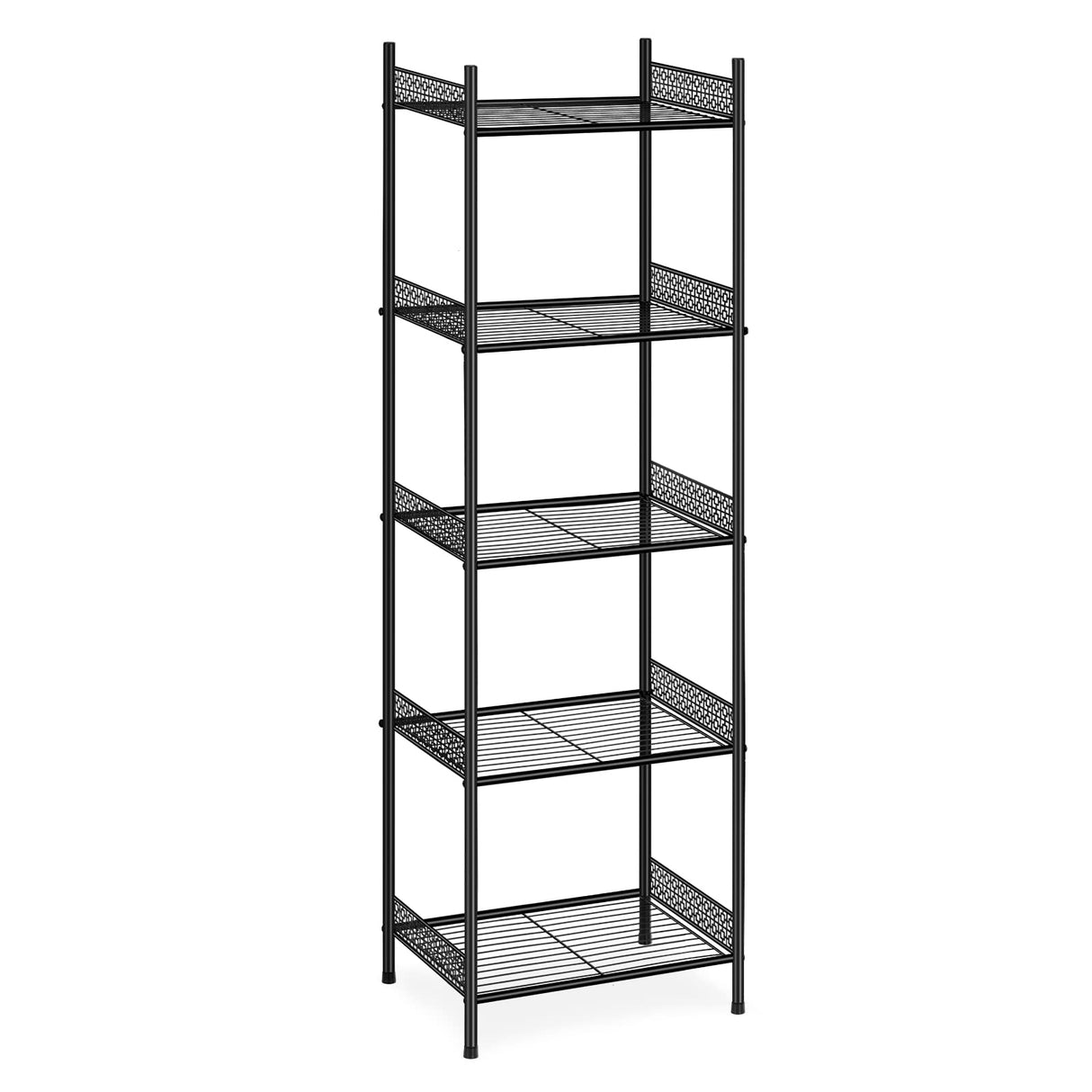 Nandae 5-Tier Bathroom Storage Shelf, Heavy Duty Wire Shelving Unit Free Standing Towel Rack Organization for Kitchen Bathroom Laundry, Black Nandae