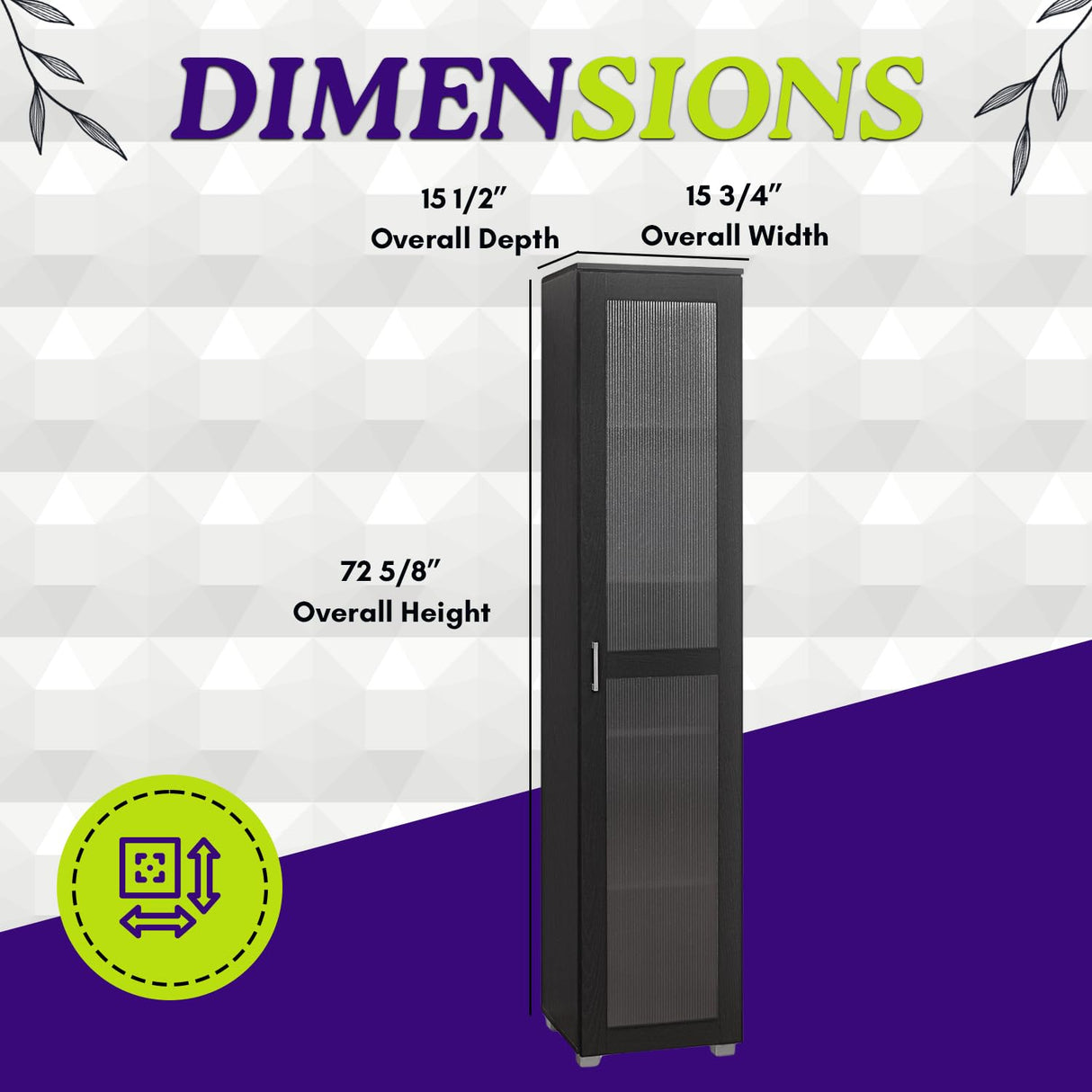 Kings Brand Furniture Romero Tall Curio Storage Cabinet - Versatile Black Bookshelf for Living Room, Kitchen, Bedroom & Office Kings Brand Furniture