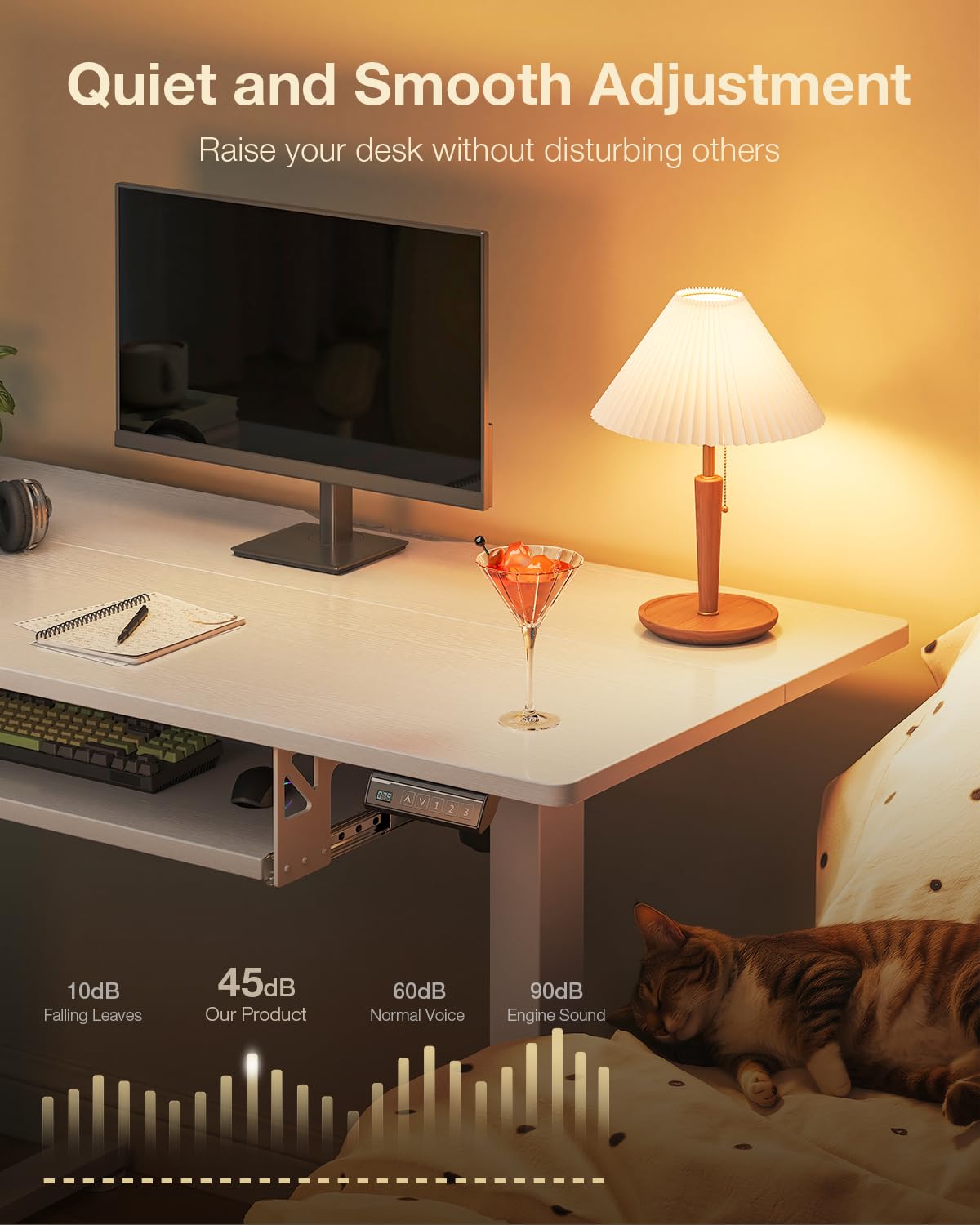 Casaottima Electric Standing Desk with Keyboard Tray, 40 Inch Height Adjustable Small Table, Sit Stand Table, Writing Computer Desk for Home, Office, Workstation, White Casaottima