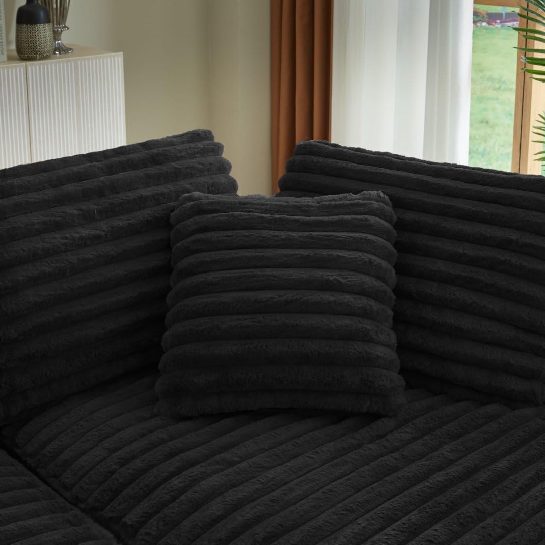 121 inch Curved Modular Sectional Sofa Couch, Oversized 2 Pieces Floor Foam Boneless Couches for Living Room, Deep Seat Cloud Couch with Right Facing Chaise w/Throw Pillows,No Assembly Required Eafurn