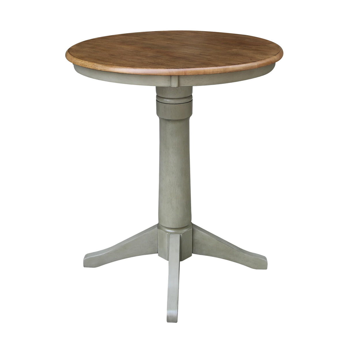 IC International Concepts 30" Round Top Pedestal Counter Height-Distressed Hickory/Stone Finish Dining Tables IC International Concepts