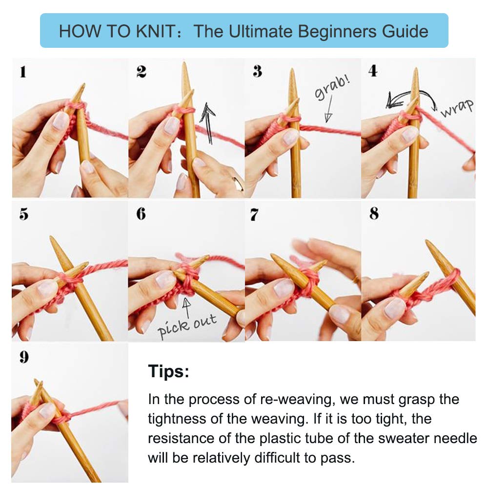 18 Pairs Bamboo Knitting Needles Set, Vancens Circular Wooden Knitting Needles with Colorful Plastic Tube, Small Tools for Weave are Included, 18 Sizes: 2mm - 10mm, 31.5" Length Vancens