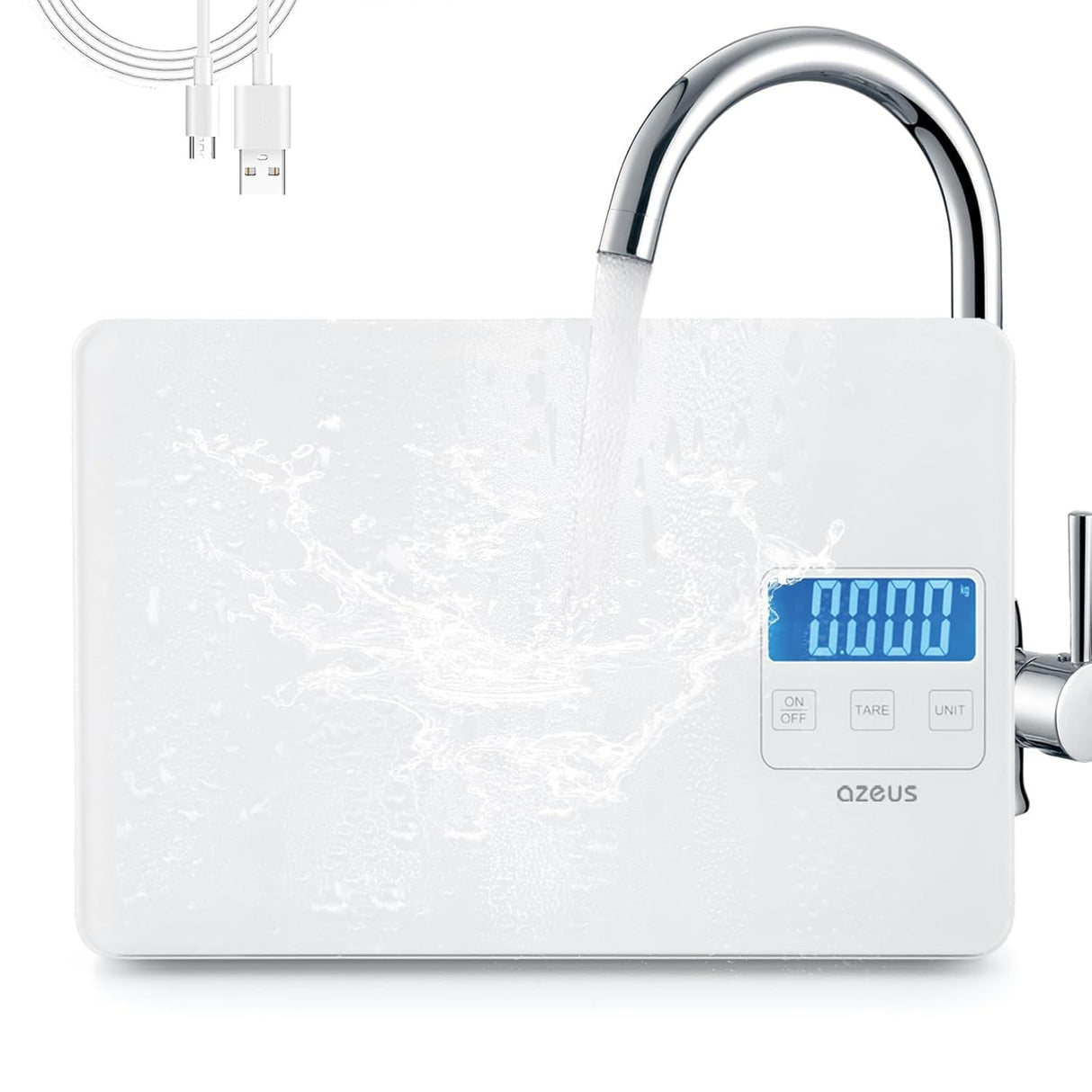 Food Scale with USB Rechargeable, Digital Kitchen Scale with 6 Units, High Precision to 0.04 oz /11lbs Capacity, Weight Range from 3g-5000g AZEUS