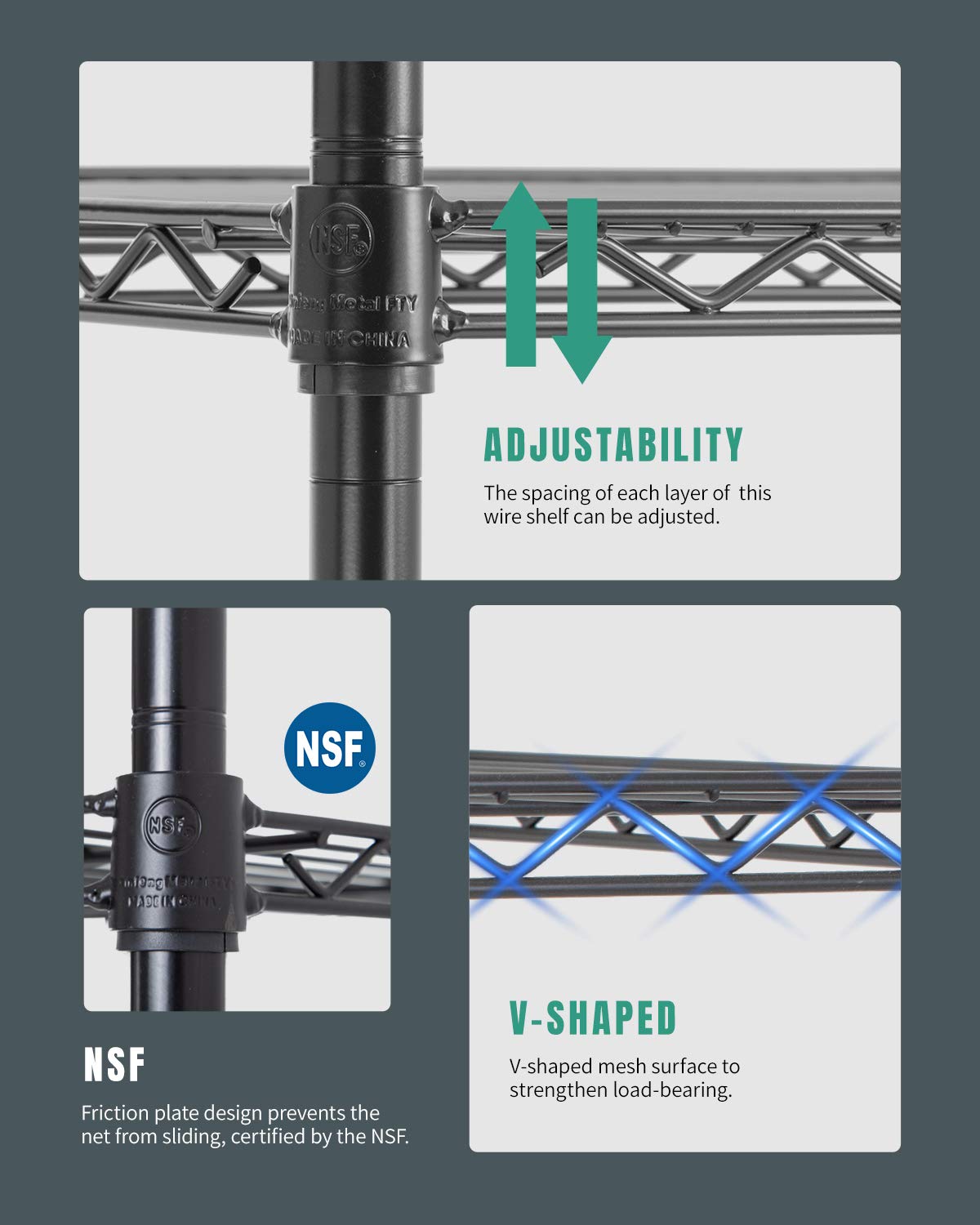FDW Wire Shelving Unit with Wheels Steel 6 Tier Heavy Duty Layer Rack Storage Metal Shelf Garage Organizer Wire Rack Shelving Adjustable Utility 2100 LBS Capacity-18x48x82 inch (Black) FDW