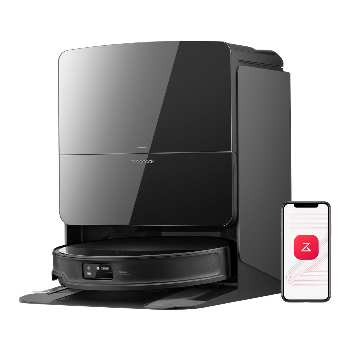 roborock Saros 10R Robot Vacuum and Mop, Powerful Suction, Zero-Tangling, 3.14’’ Ultra Slim, FlexiArm Riser Technology for Carpet & Floor, Corner & Edge Cleaning, Self-Emptying, Hot Air Drying, Black roborock