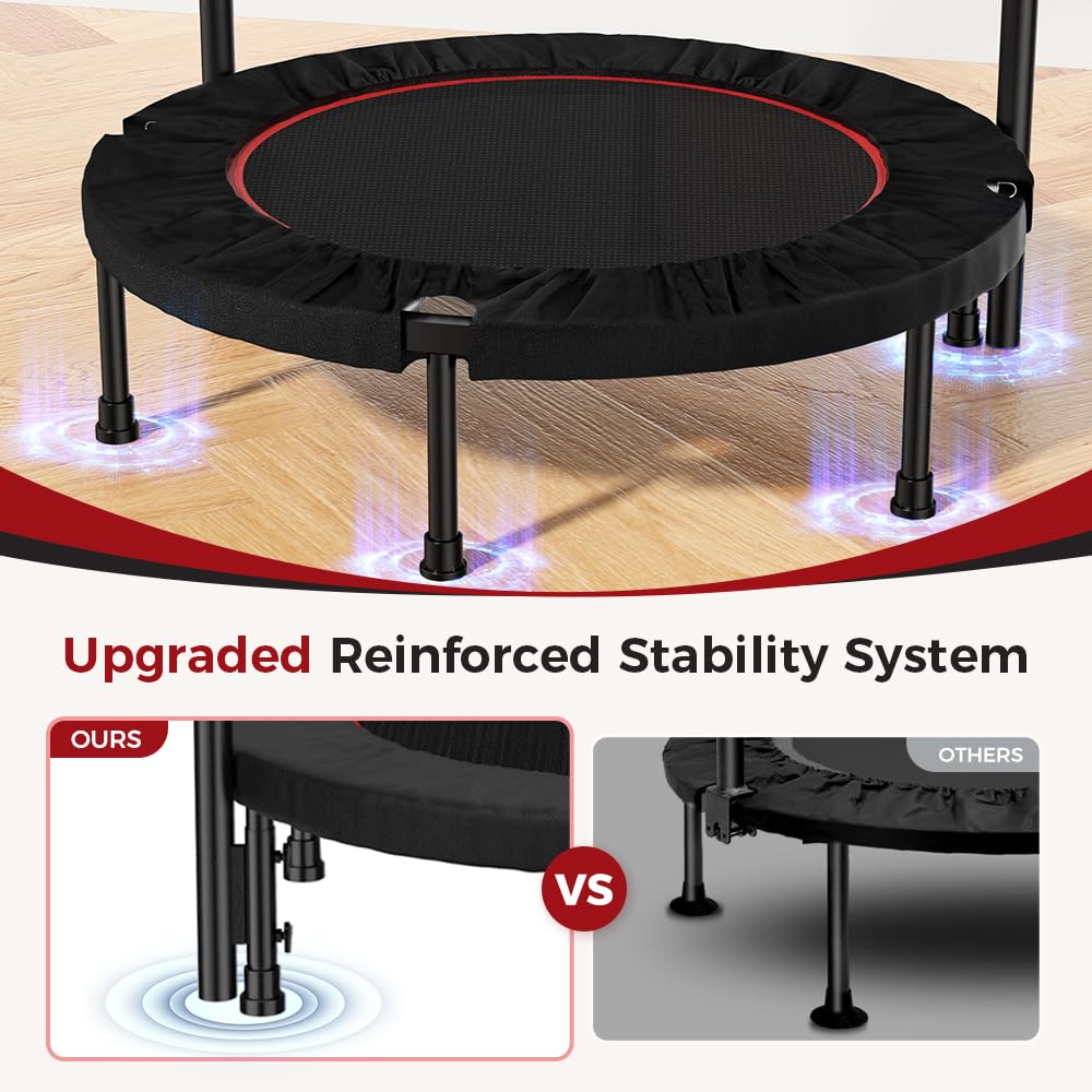 Rebounder Trampoline for Adult,460 LBS Mini Trampoline for Adults with Bar,Exercise Trampoline Indoor/Outdoor Use,40 inch Fitness Rebounder cahgl