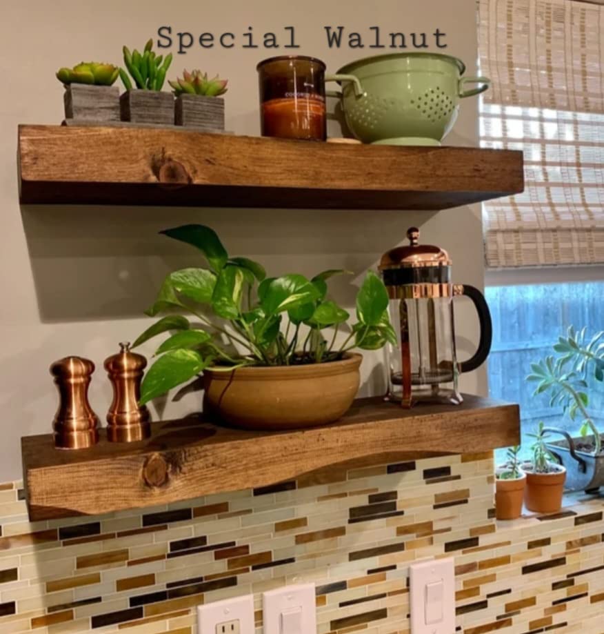 Rustic Curved Edge Re-purposed Solid Wood Floating Shelf Custom Colors and Sizes Little Wood Creations