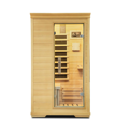 Sauna,Home Far Infrared Sauna Room,Indoor 1 Person Hemlock Wood Dry Sauna,1050W/110 Sauna Birthday Gift, Digital Controler,Bluetooth Player,5 Heating Panels