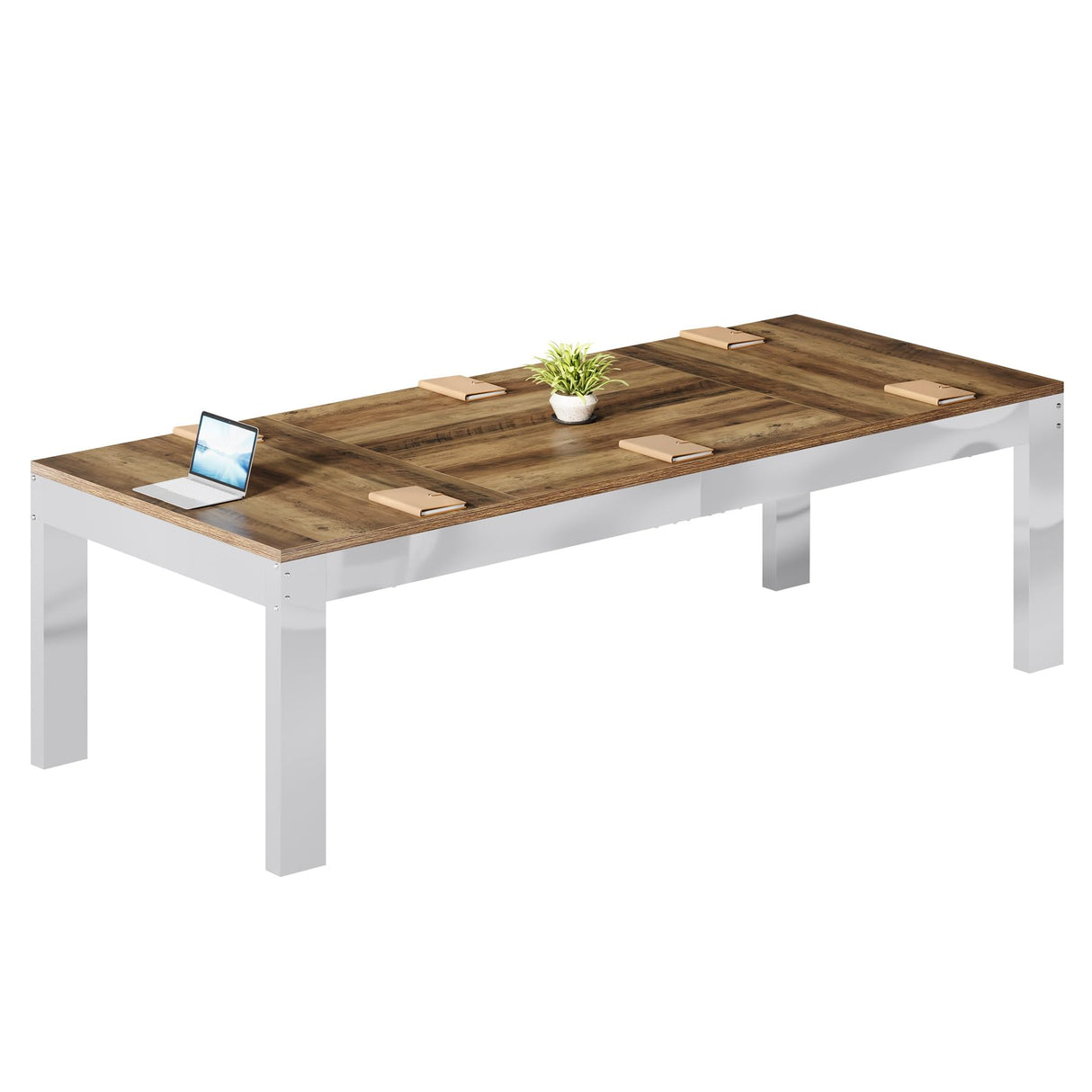 Tribesigns 6.5FT Conference Table for 8-10 People, 78 inch Large Rectangular Meeting Table with Mirrored Metal Legs, Modern Boardroom Desk Seminar Training Desk for Office Conference Room Tribesigns