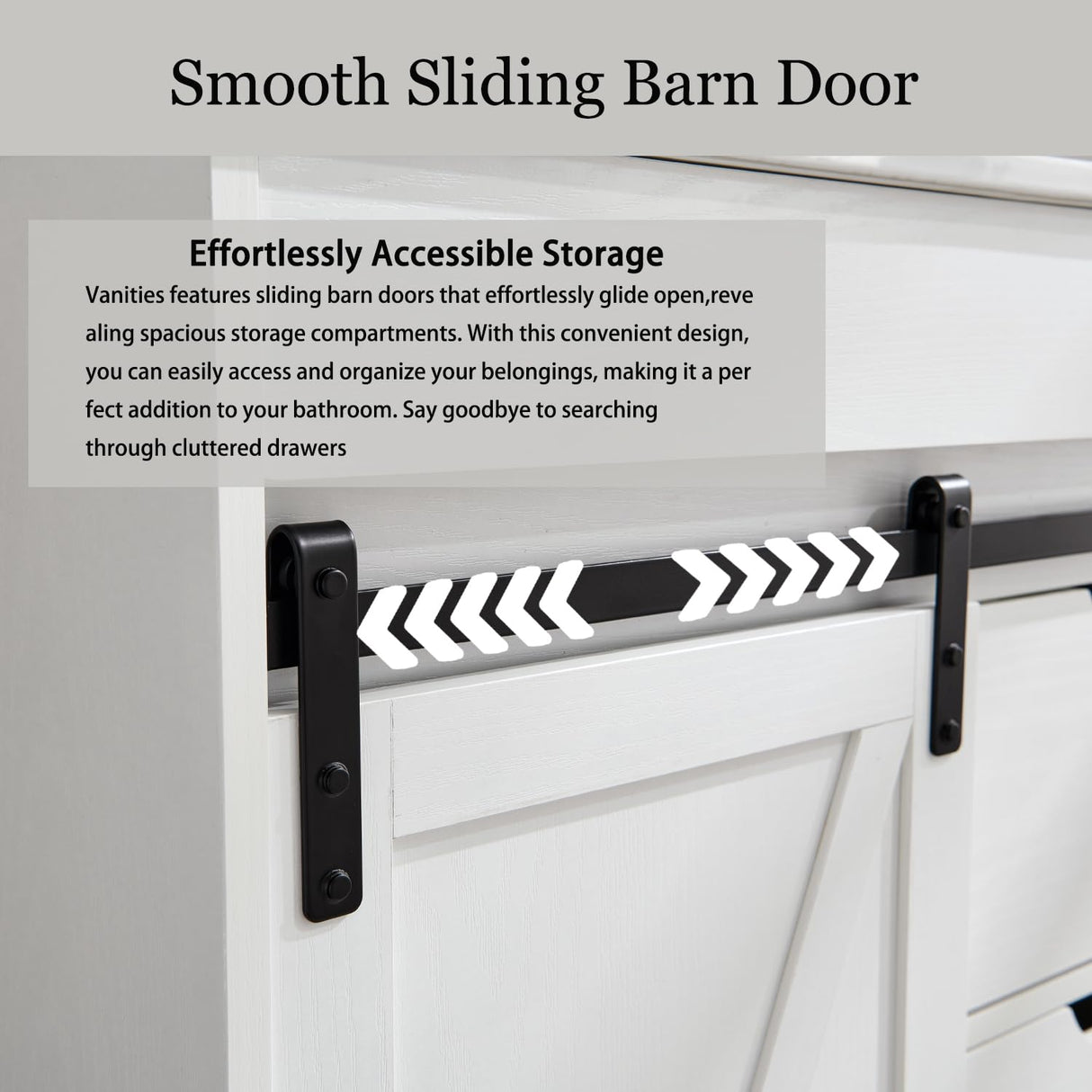 30" Farmhouse Bathroom Vanity with Sink, Bathroom Vanity w/Sliding Barn Door, Modern Bathroom Cabinet w/3 Drawers & Adjustable Shelves,Floor Standing Bathroom Vanity w/Metal Handle, White Aitjunz