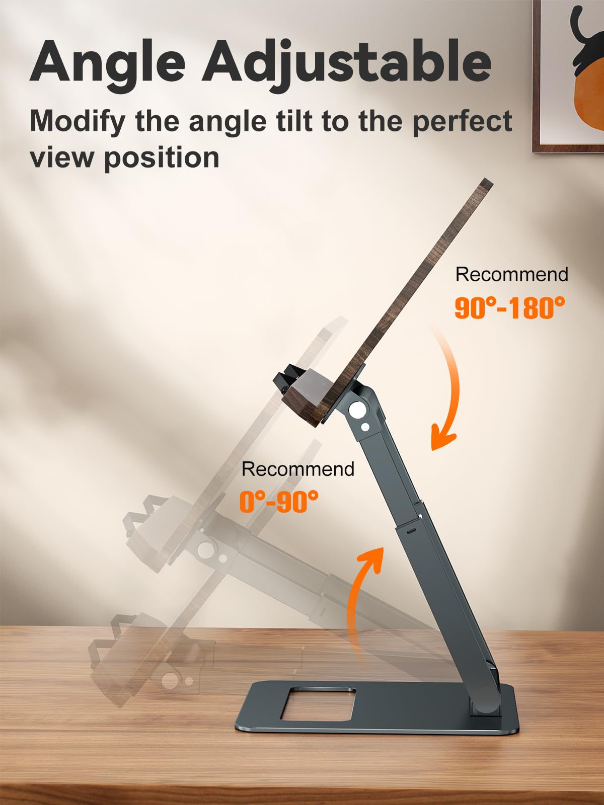 Tounee Book Stand, Telescopic Book Holder Stand, Adjustable Height Pull Out Design Ergonomic Cookbook Stand with Elastic Page Clips Fits All Books (Gray) tounee