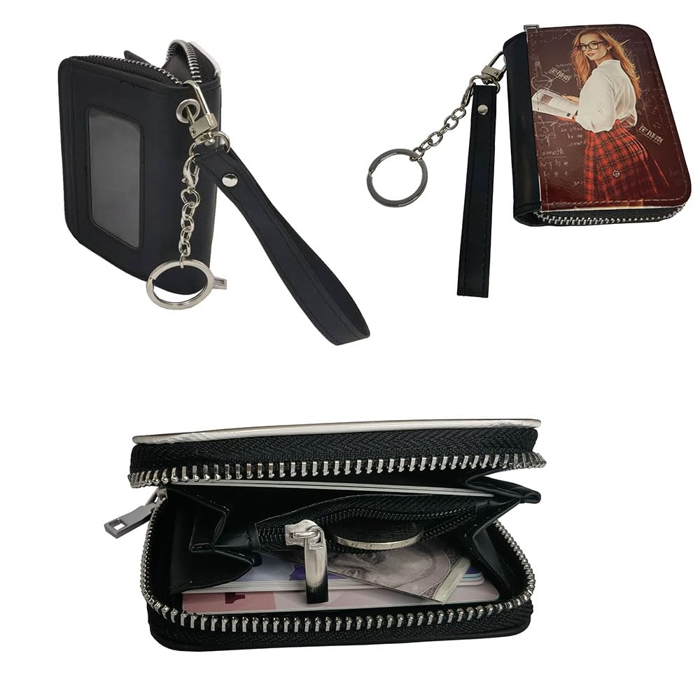 Yongkang Sublimation Small Coin Purse Women Wallet Blanks Leather Coin Credit Card Holder Diy Crafts (Black) Yongkang