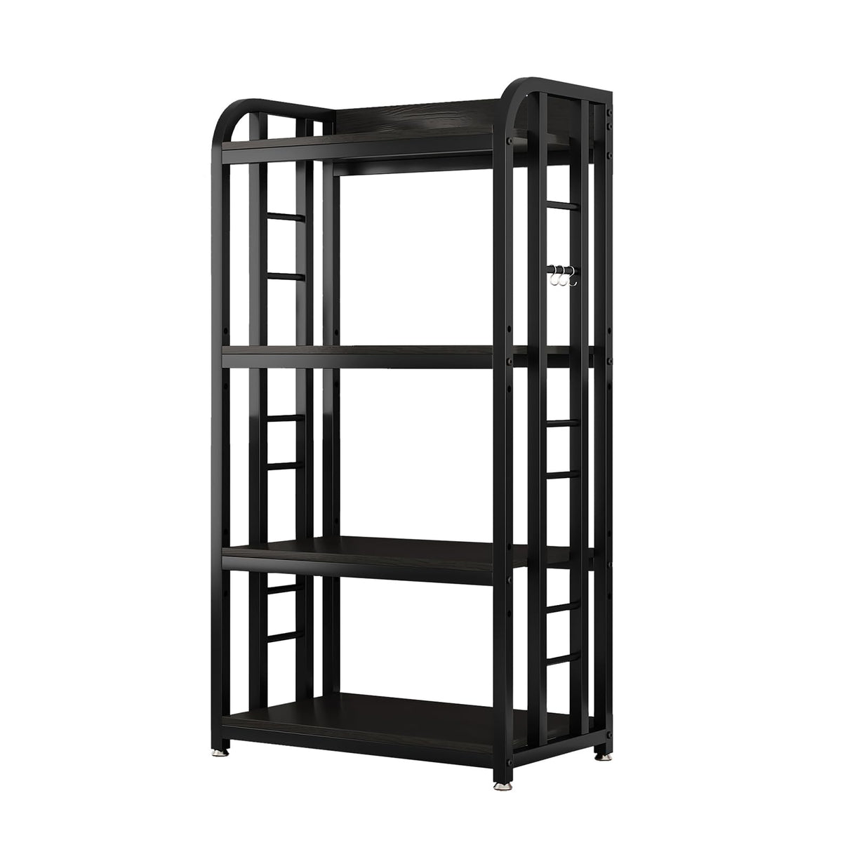 jarrvz 4 Tier Microwave Stand, Large Bakers Racks for Kitchens, Height Adjustablebakers Shelf, Coffee Bar for Living Room Rustic Black jarrvz