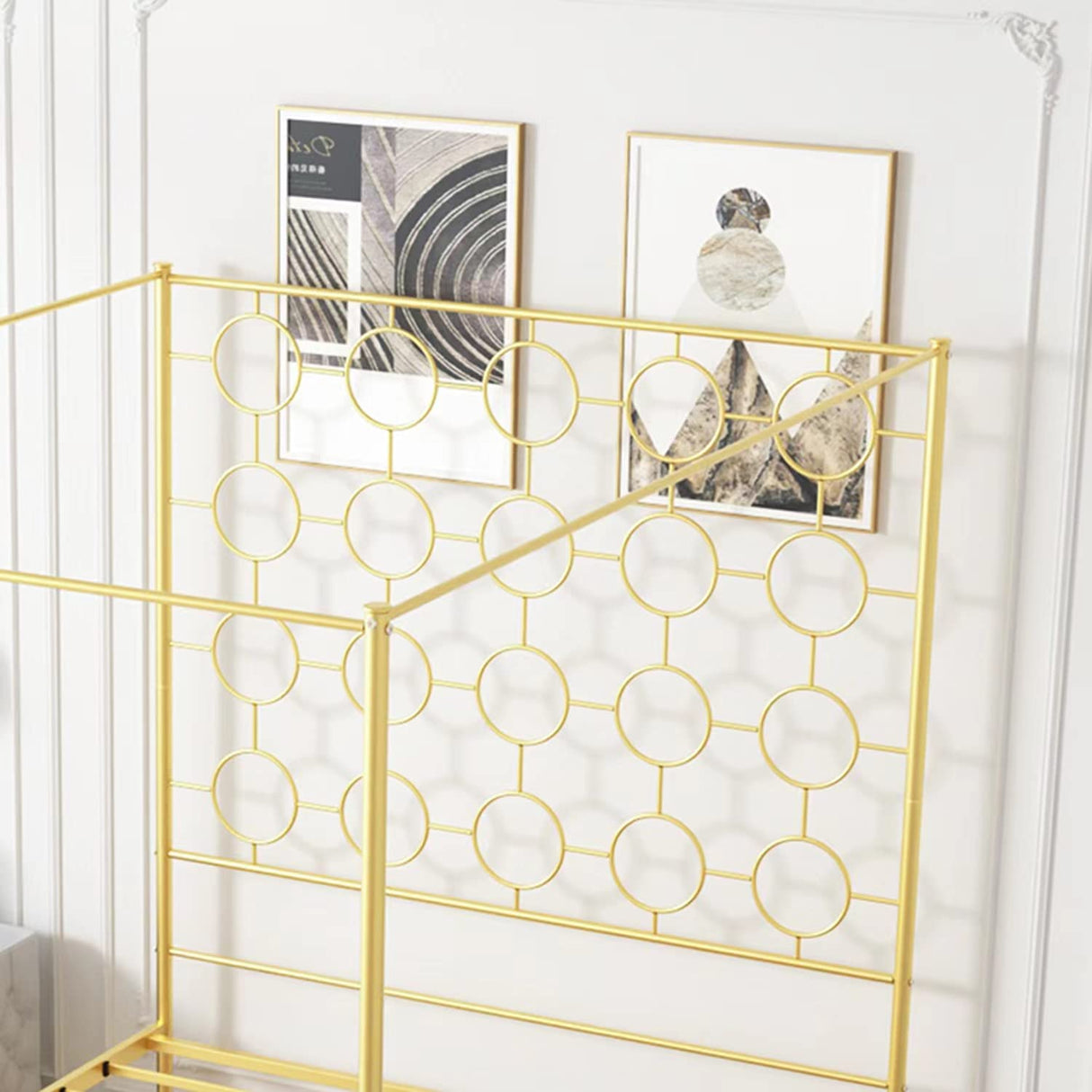 PAUKIN Gold Metal Canopy Bed Frame Queen/Mattress Foundation with Steel Slat Support/No Box Spring Needed/Easy Assembly, Queen PAUKIN