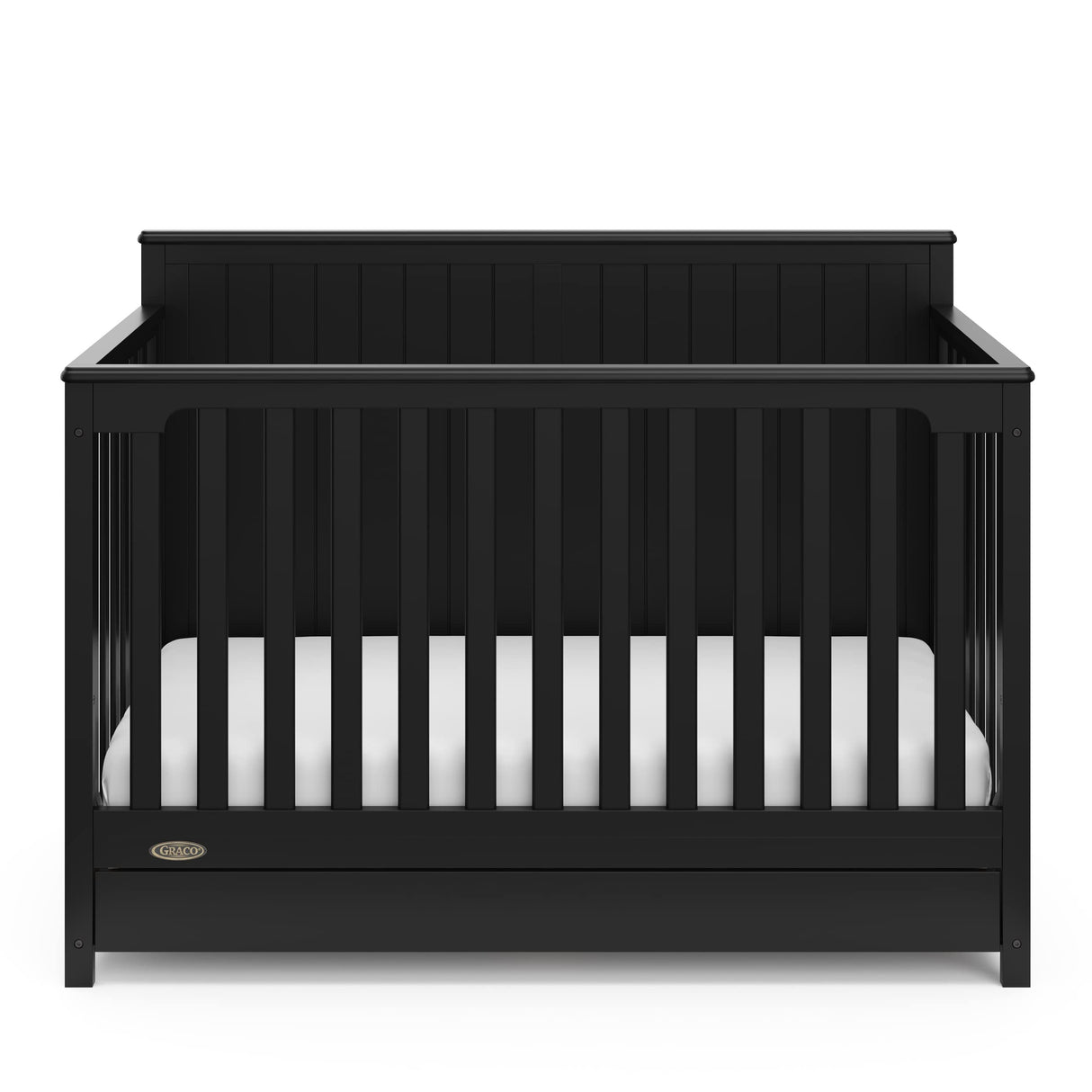 Graco Hadley 5-in-1 Convertible Crib with Drawer (Black) – Combo, Includes Full-Size Nursery Storage, Converts from Baby Crib to Toddler Bed, Daybed Graco