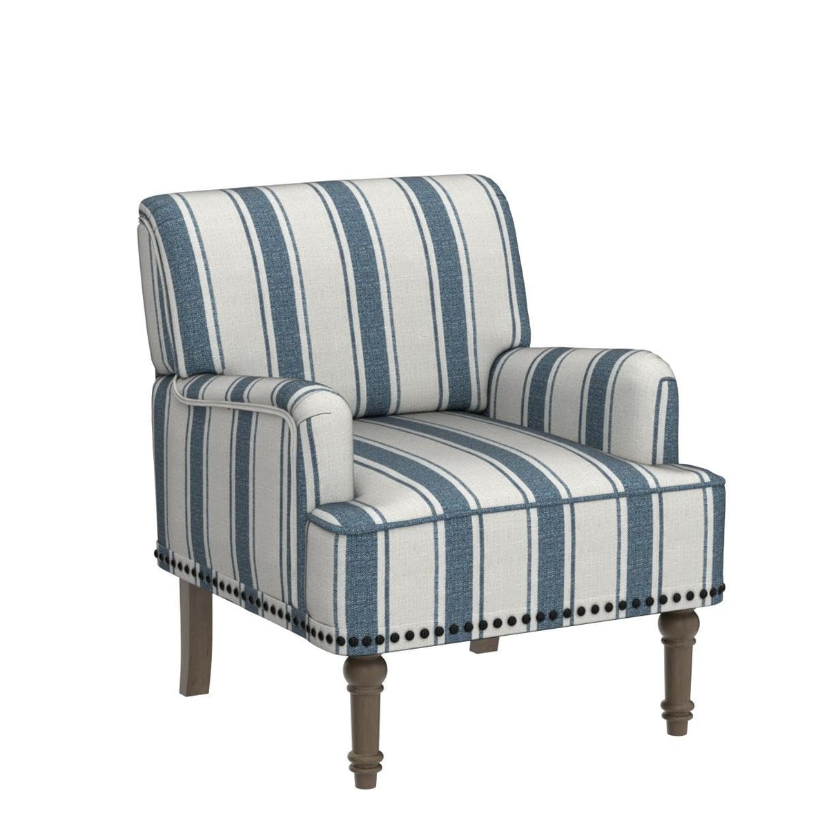 HULALA HOME Modern Armchair with Wooden Legs & Nailhead Trim, Comfy Upholstered Accent Chair for Living Room Bedroom Office(Stripe Pattern, Navy) HULALA HOME