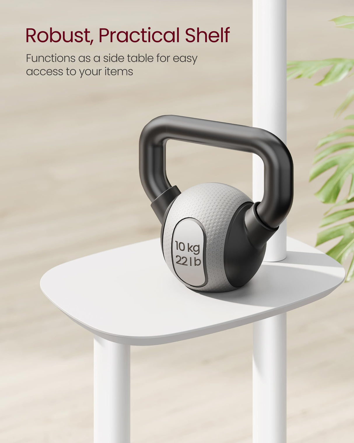 VASAGLE Coat Rack, Free Standing Coat Stand, Hall Coat Tree with 8 Hooks and Storage Shelf, 67.2 Inch Tall, for Coats, Hats, Bags, for Entryway, Hallway, Bedroom, Cloud White URCR040W01 VASAGLE