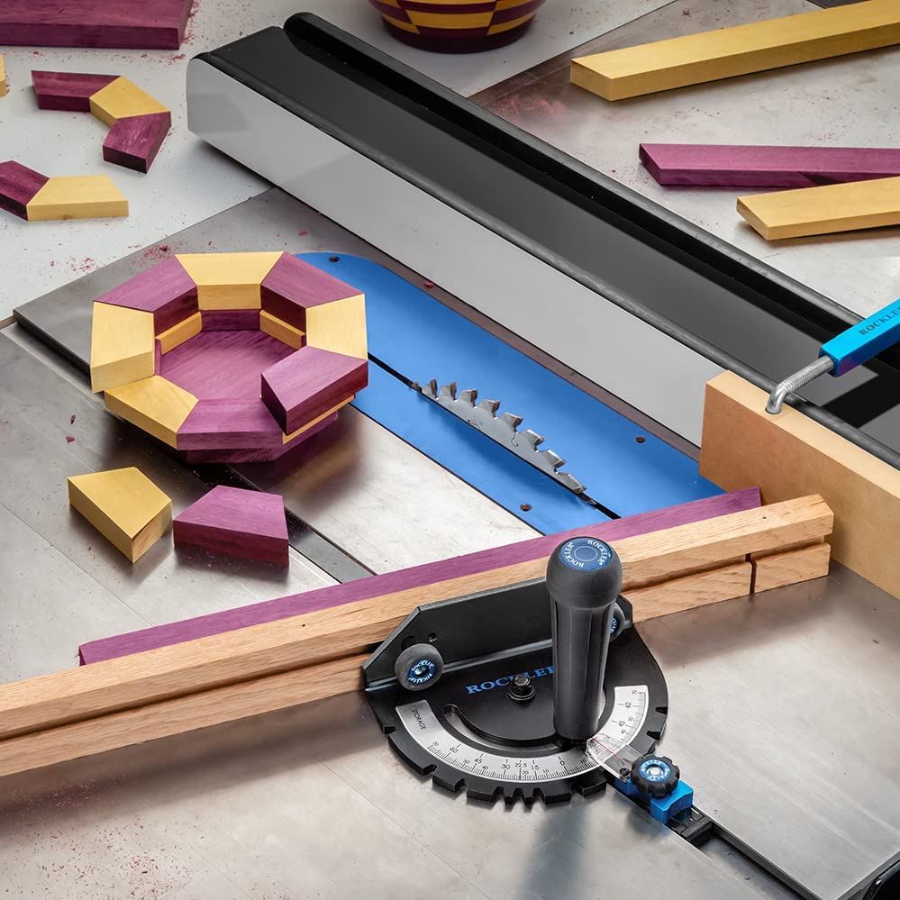 Rockler Precision Miter Gauge - Router Accessories w/Knobs & T-Bolts for Tool-Free Mounting - 0° to 70° Woodworking Tools and Accessories - Precise & Easy to Grip Workshop Tools ROCKLER