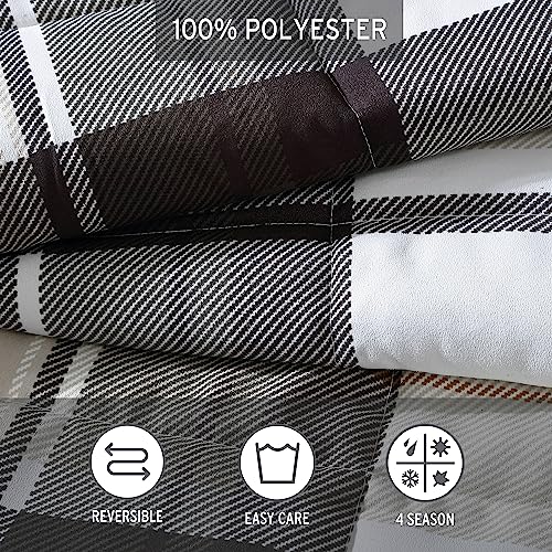 Eddie Bauer - Twin Comforter Set, Reversible Plaid Bedding with Matching Sham, Oeko-Tex Certified, Dorm Essentials (Normandy Grey) Eddie Bauer