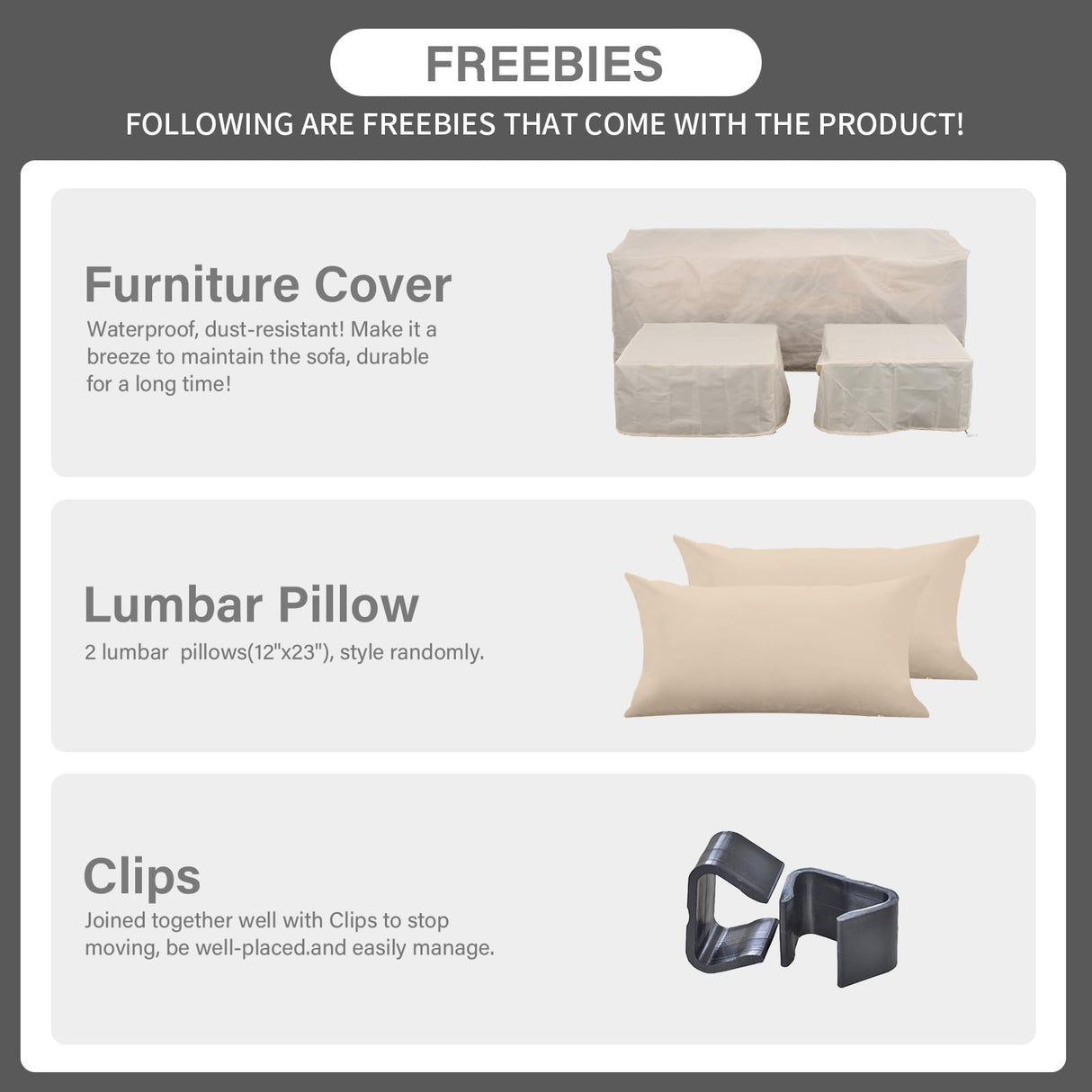 Outdoor Furniture Set 3 Pieces Wicker Patio Furniture Outdoor Sectional Patio Couch Outdoor Coffee Table with Storage All-weather Non-slip Cushions Waterproof Covers, Khaki Rattaner