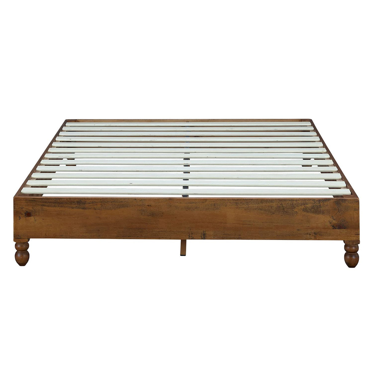MUSEHOMEINC 12 Inch Rustic Solid Pine Wood King Bed Frame - No Boxspring Required MUSEHOMEINC