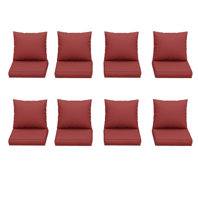 UDPATIO Outdoor Cushions for Patio Furniture, 4'' Replacement Cushions for Outdoor Furniture, Set of 8 Water-Resistant Outdoor Sectional Cushions for Sofa Couch Chair (Wine)