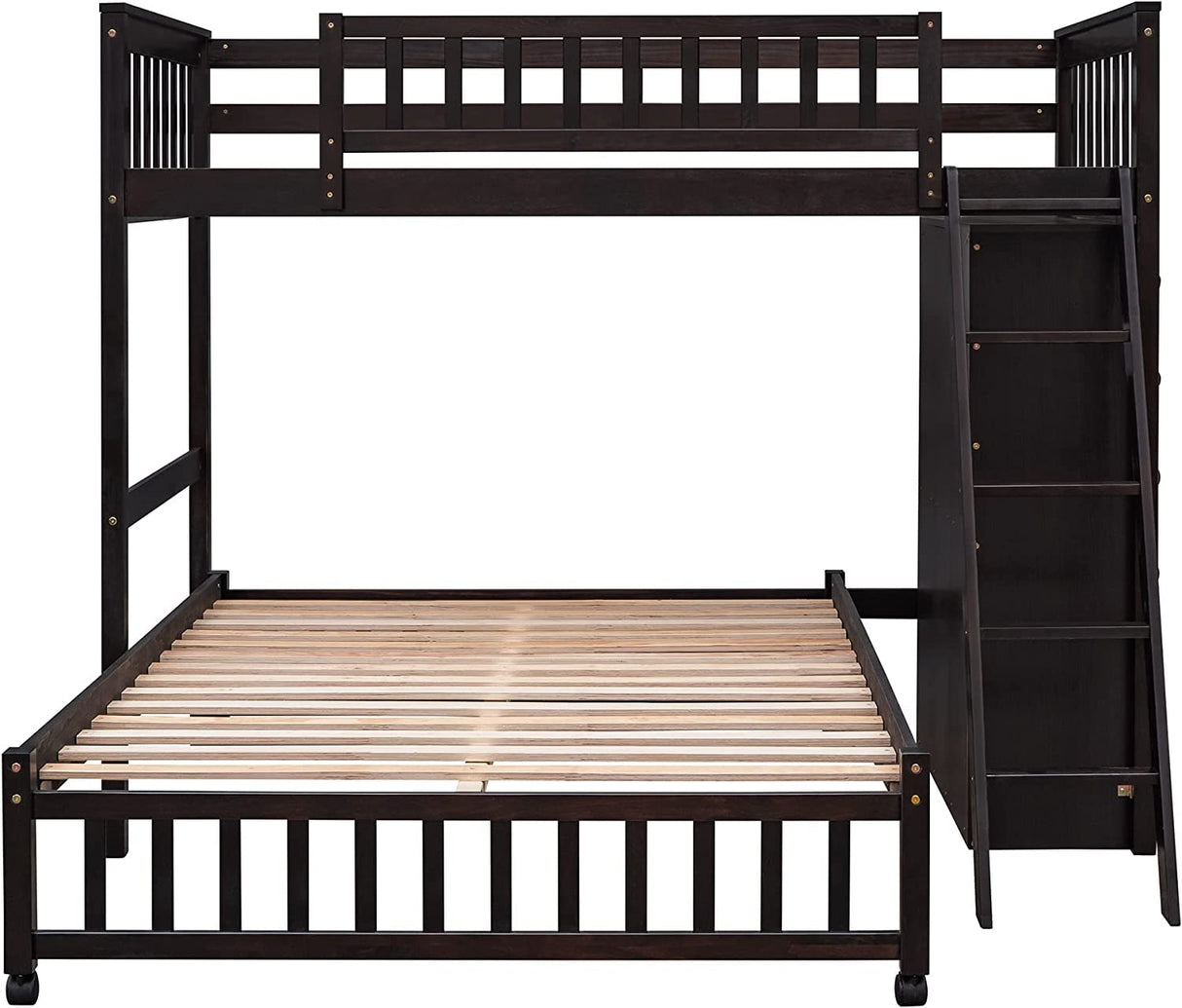 Harper & Bright Designs Twin Over Full Bunk Beds with Six Drawers and Flexible Shelves,Wooden Bunk Beds with Storage and Removable Bottom Bed for Kids Girls Boys,No Box Spring Needed (Espresso) Harper & Bright Designs