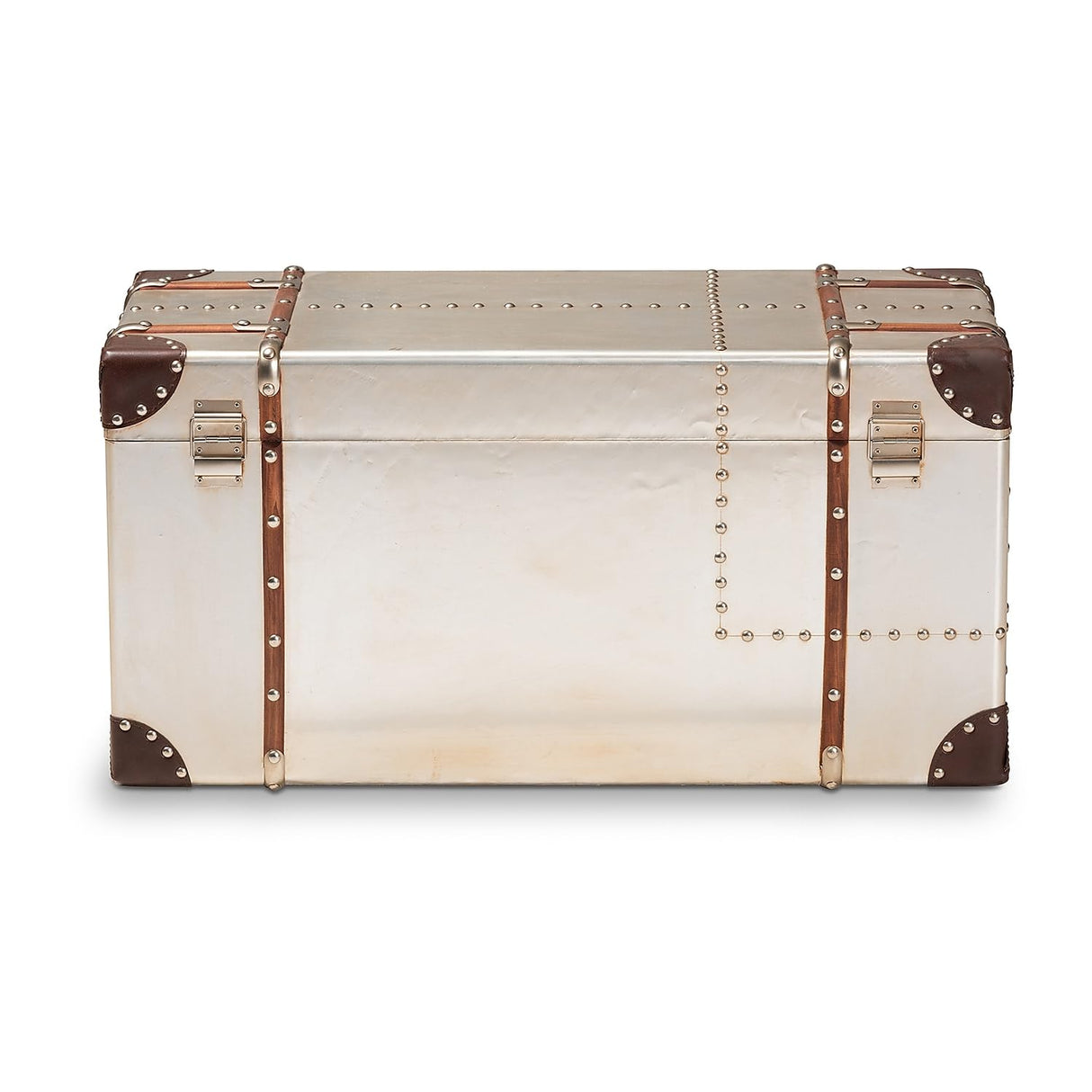 Baxton Studio Bechet Storage Trunk, Silver Baxton Studio