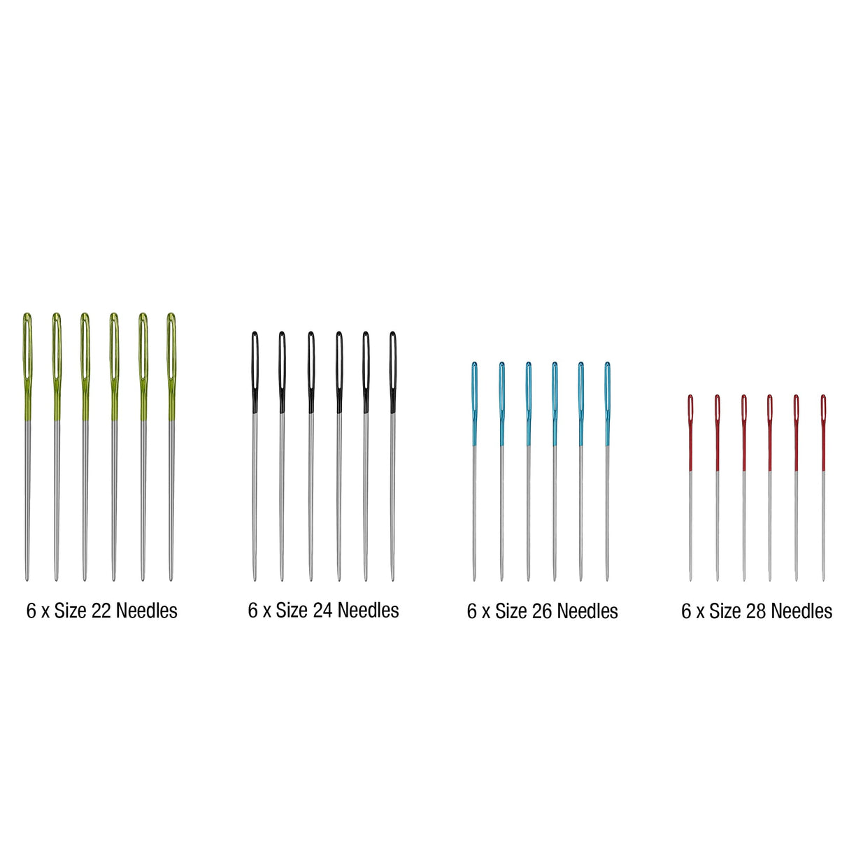 SINGER Tapestry Needles in Dial Compact, Assorted Sized Sewing Needles, Sizes 22, 24, 26, 28, Set of 24 SINGER