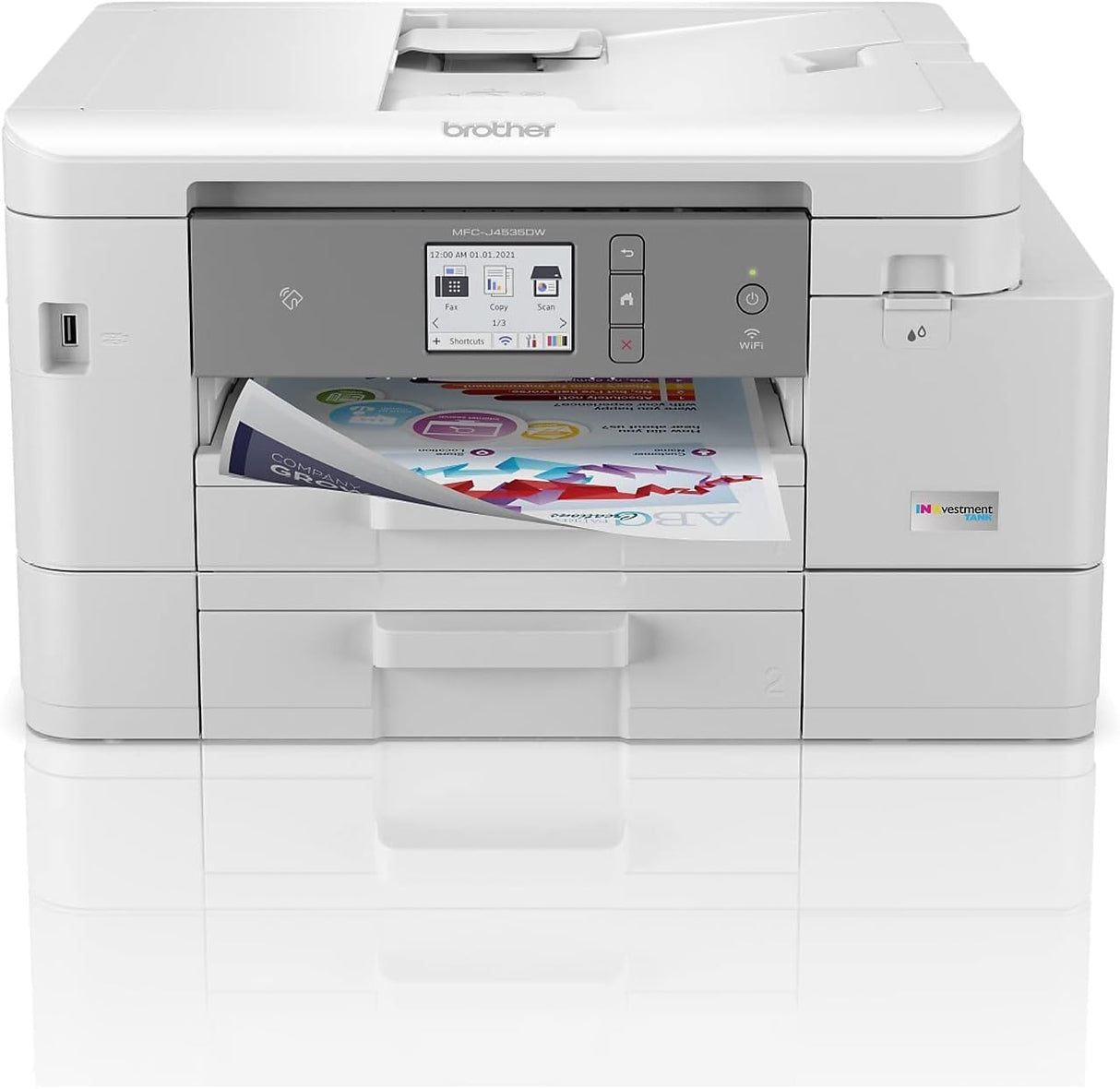 Brother MFC-J4535DW INKvestment Tank All-in-One Wireless Color Inkjet Printer - Print Copy Scan Fax - 20 ppm, 20-Sheet ADF, 2.7" Touchscreen Display, 4800 x 1200 dpi, Auto 2-Sided Printing, Tillsiy Brother