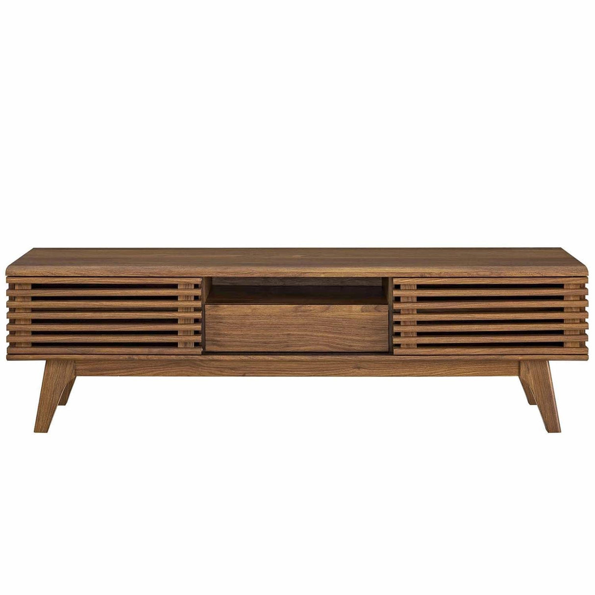 Modway Render Mid-Century Modern Low Profile 59 Inch TV Stand in Walnut Modway