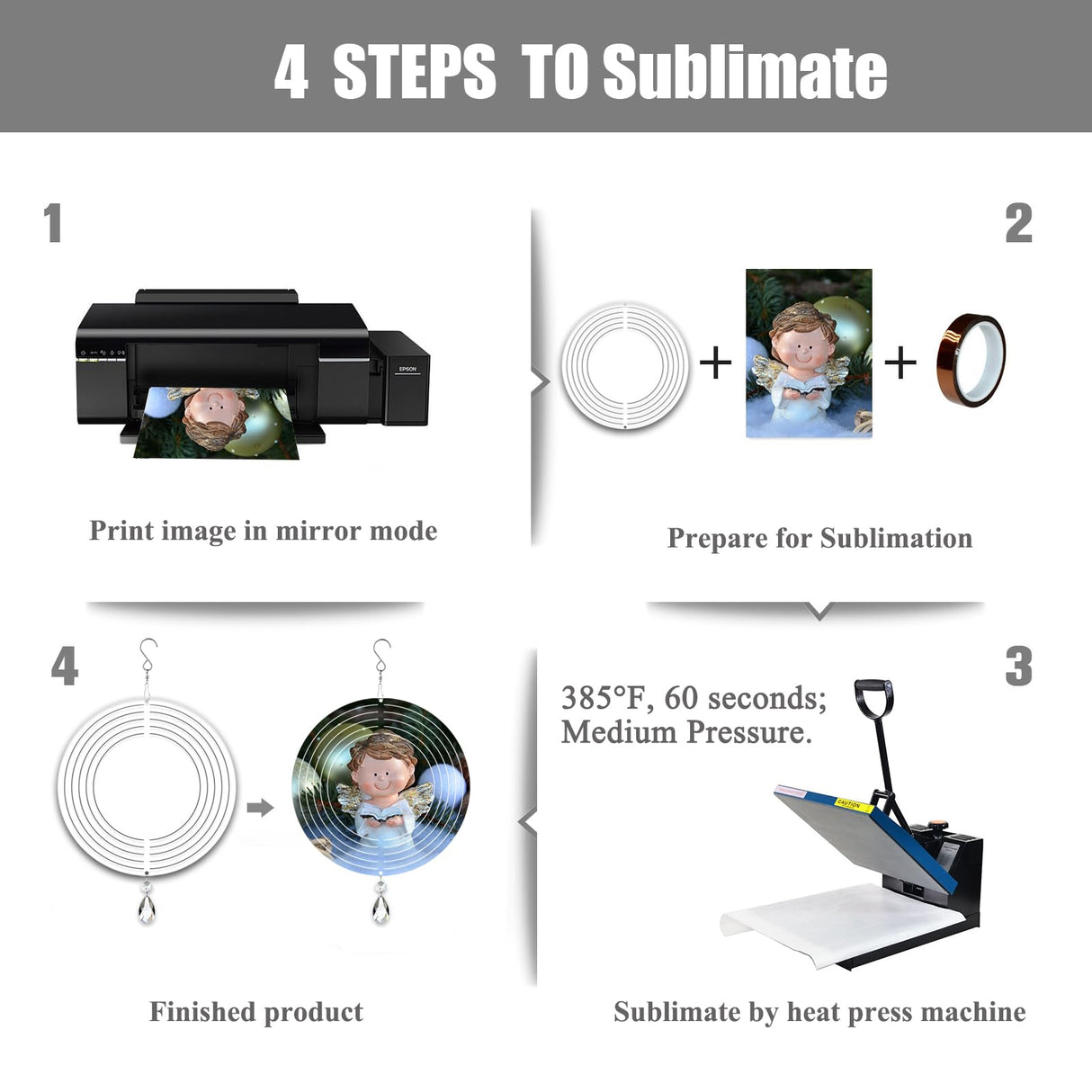 WindMage 6 Pack 8inch Sublimation Wind Spinner Blanks 3D Aluminum Metal Wind Sculpture Kinetic Spinners for Yard and Garden Indoor Art Ornaments Hanging Decoration (Round) WindMage