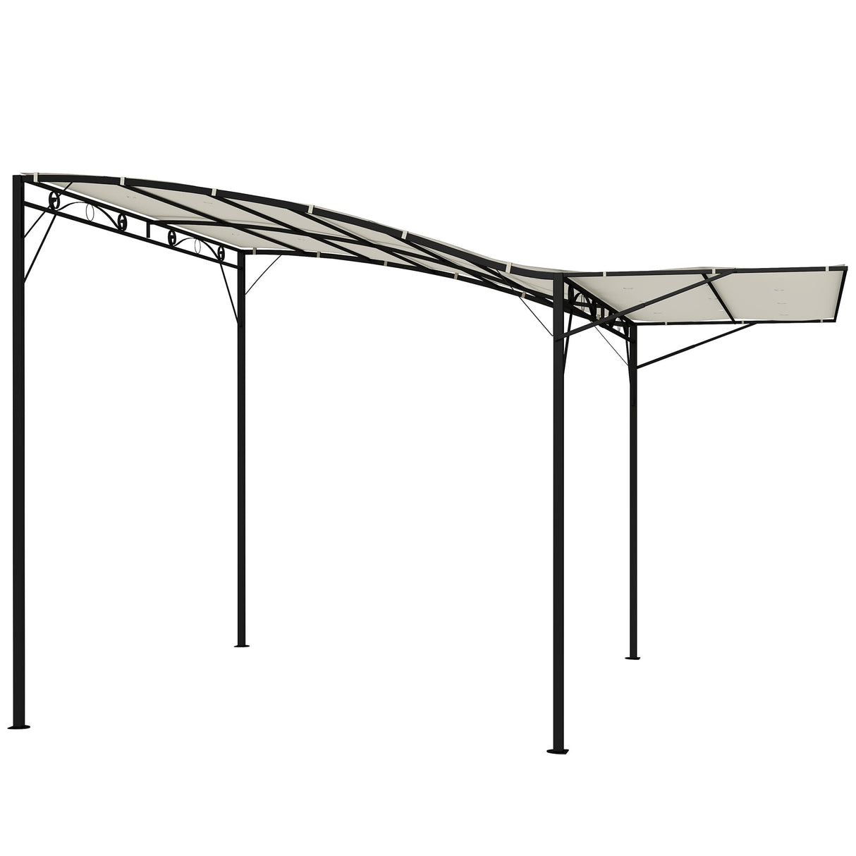 Outsunny 10' x 8' Outdoor Pergola and Patio Gazebo, Extendable Side Awning, Sun Shade Shelter for Garden, Camper, Deck, Doors and Windows, Cream White Outsunny