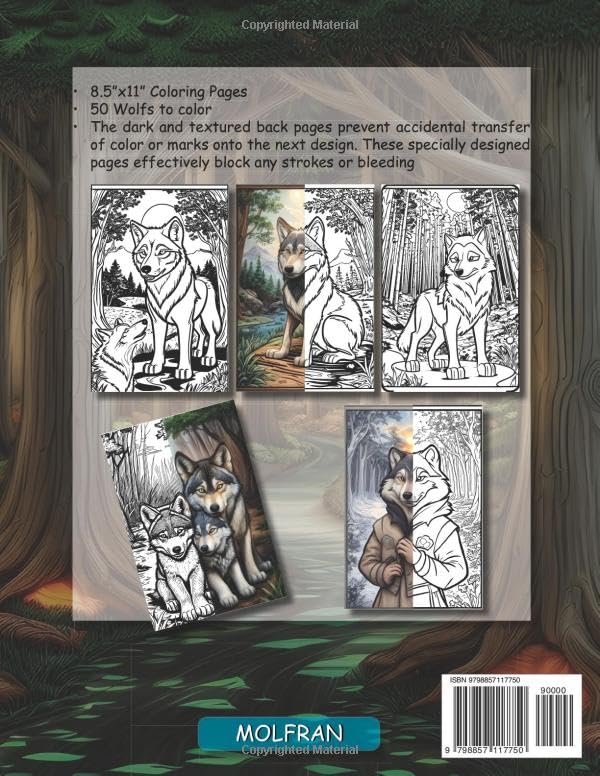 Wolf Coloring Book: For Kids and Adults, Discover the Beauty of Wolves, Color Your Own Wolf Pack Adventure, 50 coloring pages. Majosta