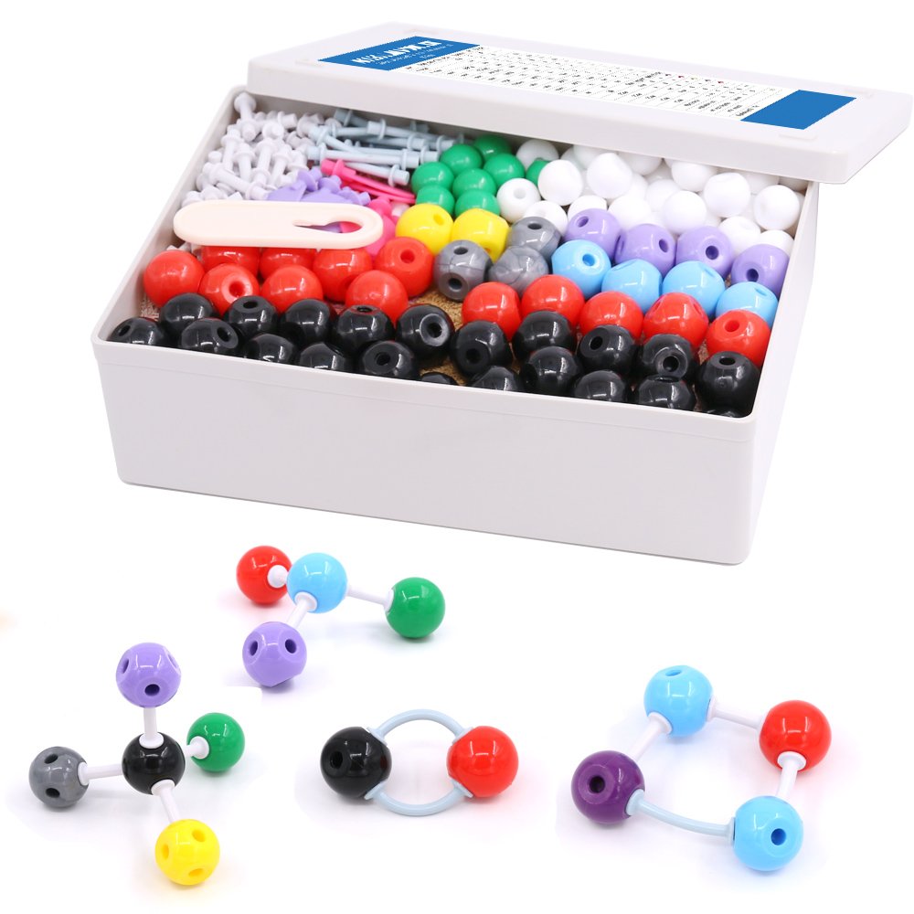 Swpeet 307 Pcs Molecular Model Kit for Organic and Inorganic Chemistry - Chemistry Molecular Model Student and Teacher Set - 126 Atoms & 30 Orbitals & 150 Links & 1 Short Link Remover Tool Swpeet
