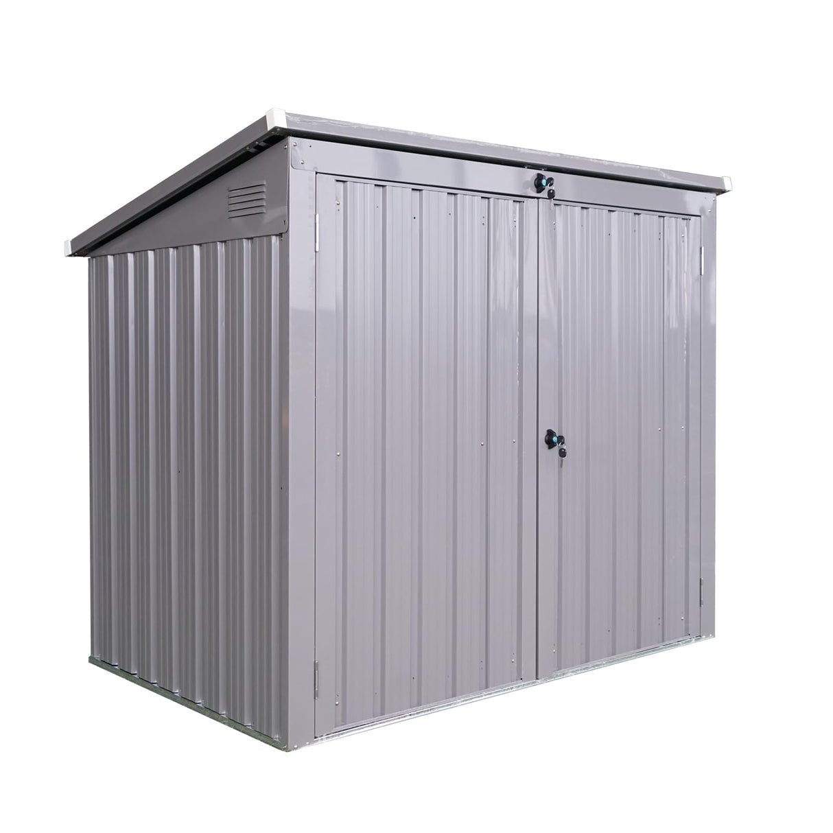 Ball & Cast 62" Garbage Bin Shed Stores 2 Trash Cans Metal Outdoor Storage,Stainless Galvanized Steel House with Sloped Roof & Lockable Door,Waterproof Cabinet Shelter for Patio,Lawn,Gray Ball & Cast