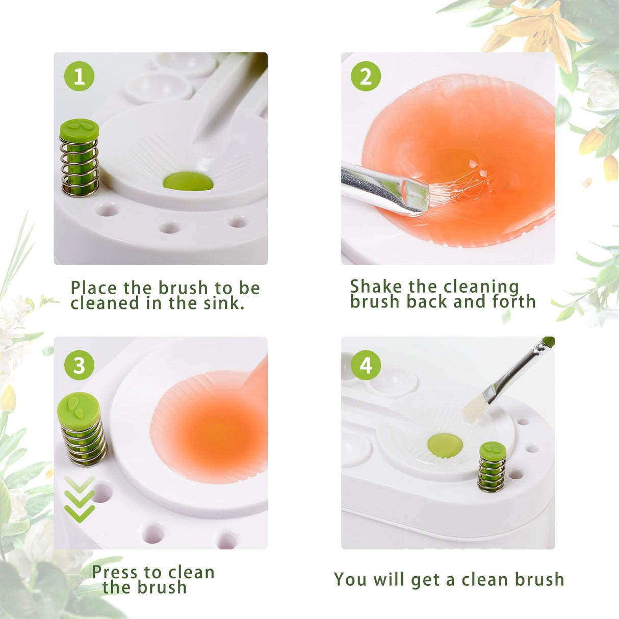 PXFAYSFQ 2025 Upgraded Paint Brush Cleaner Tool Brush Rinser, Watercolor/Oil-Based Paintbrush Cleaners, Painting Station Flush My Brush, Gift for Artist Kids Adults and Girls, Pre-Assembled(Green) PXFAYSFQ