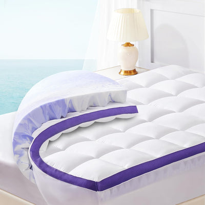 ChiXpace Dual Layer 4 Inch Memory Foam Mattress Topper Twin - 2 Inch Gel Memory Foam and 2 Inch Pillow Top Mattress Pad, 7-Zone Egg Crate Full Size Mattress Topper Support