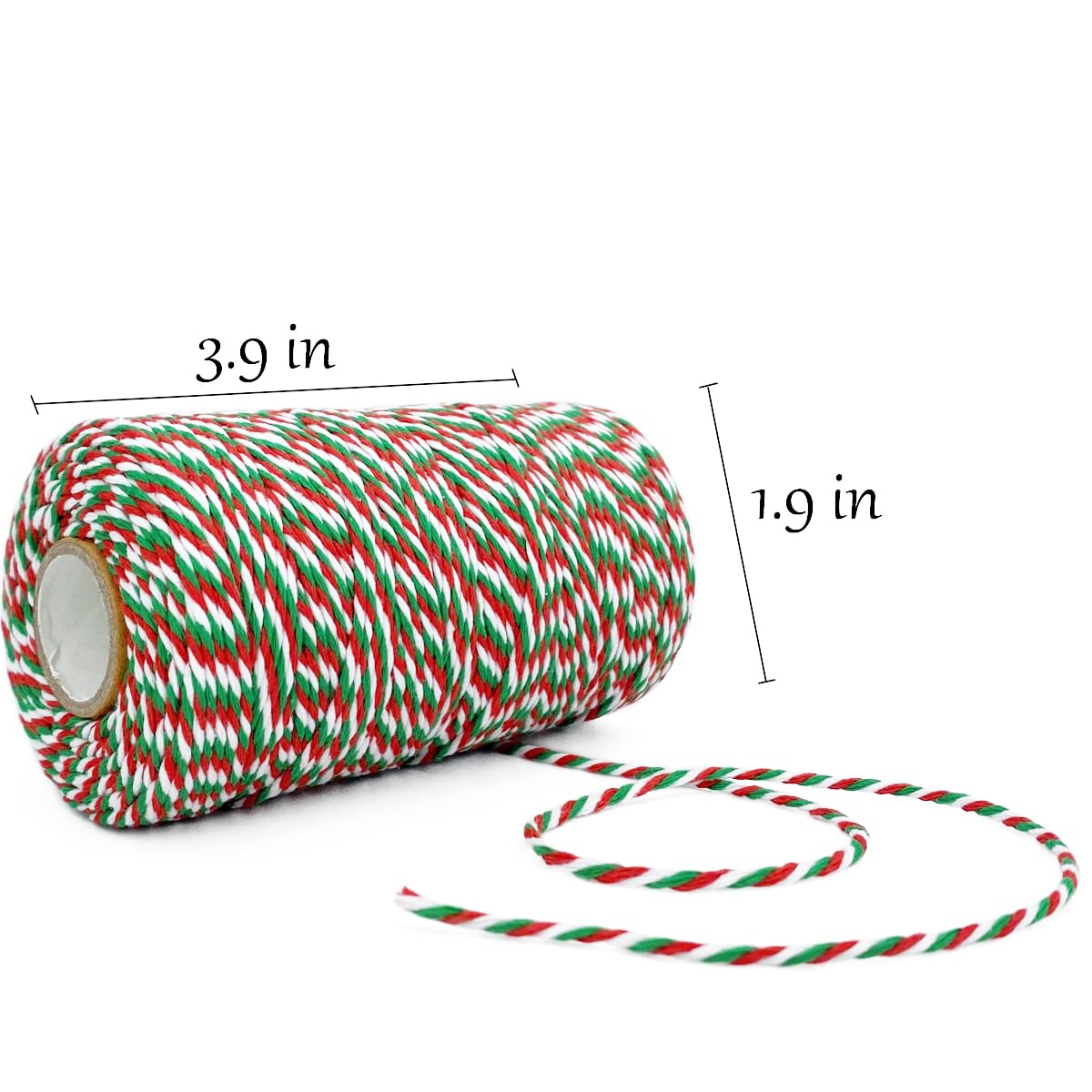Cotton Twine Green Red and White Baker String 2mm Thick 328 Feet Christmas Twine for Gift Wrapping DIY Crafts Home Decoration Gardening Leecogo