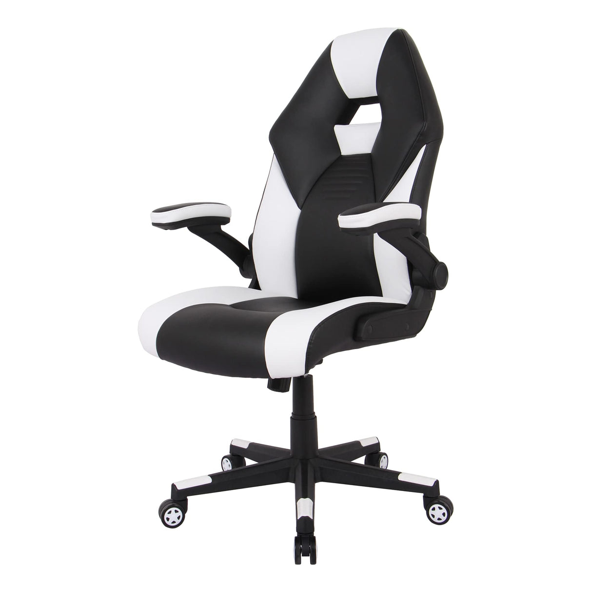 RS Gaming™ RGX Faux Leather High-Back Gaming Office Chair, Black/White, BIFMA Compliant Realspace