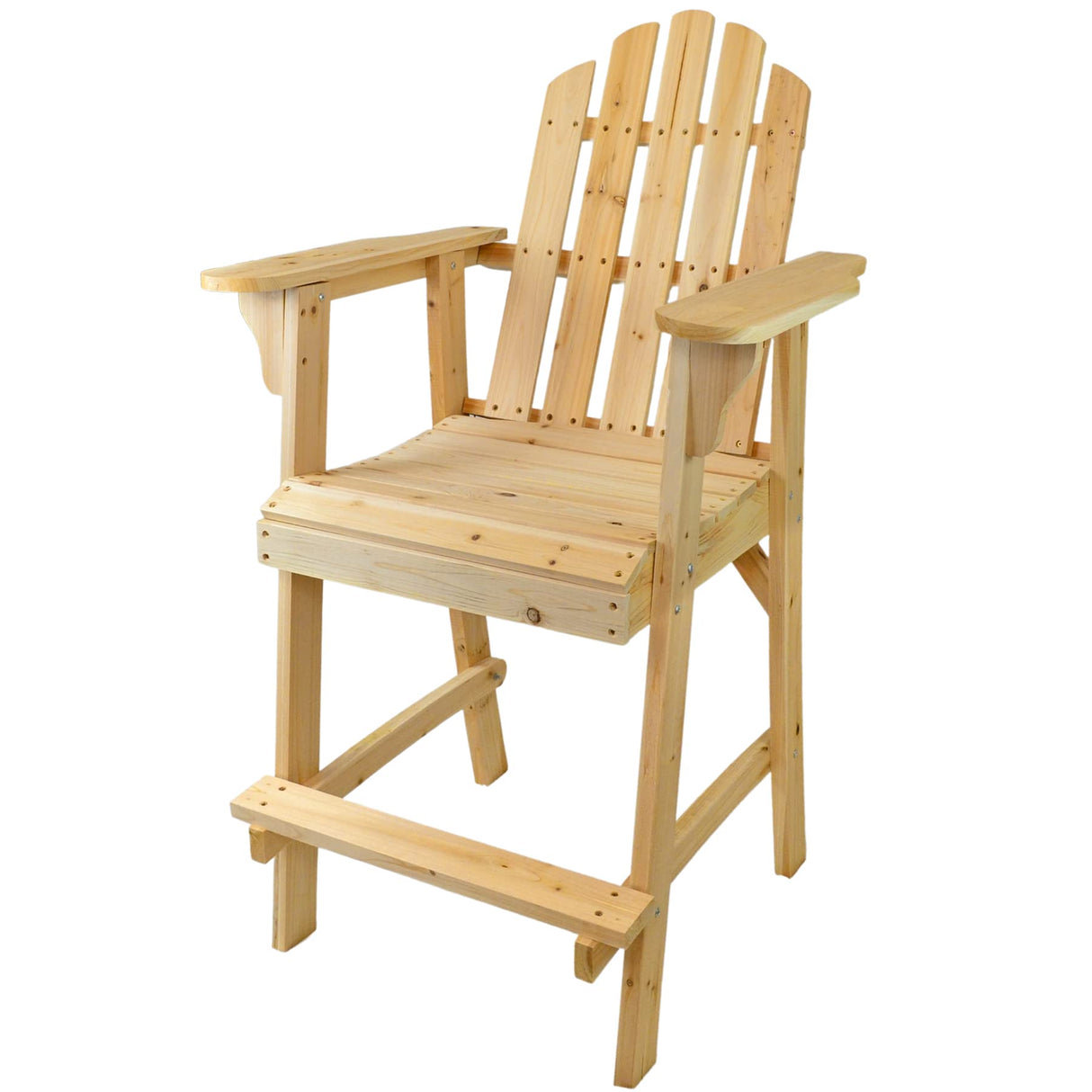 Ready-to-Finish Balcony Tall/Counter High Adirondack Chair with Footrest for Outdoor Outside Garden - Unfinished Natural Wood Bar Chair Westcharm