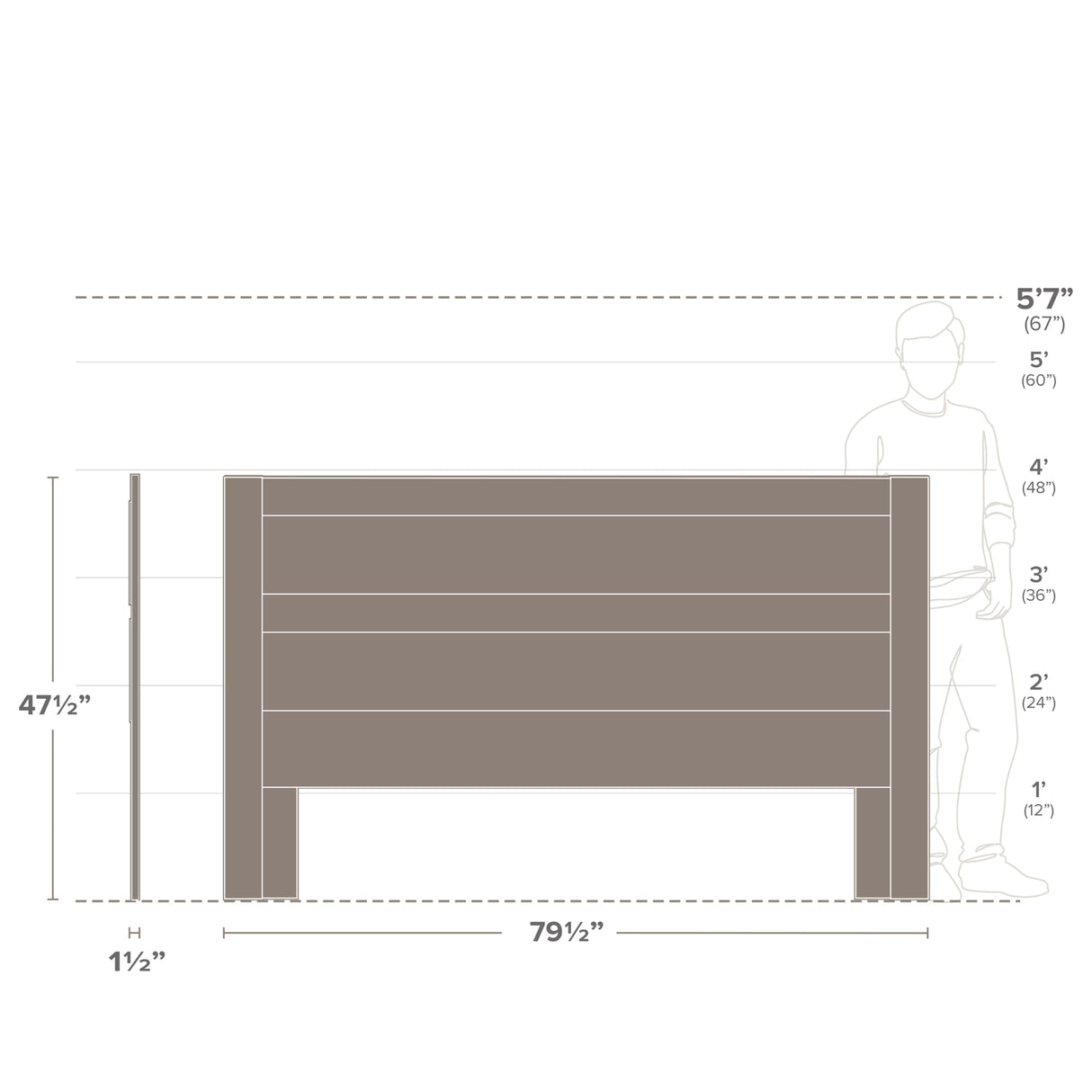 Prepac Rustic Ridge Farmhouse Queen Headboard, King (U.S. Standard), Washed White Prepac