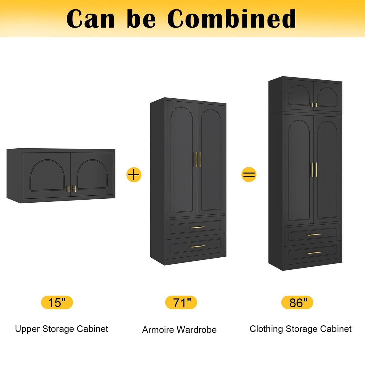 SteeLoong 86" Metal Armoire Wardrobe Closet with 2 Drawers,Tall Clothing Storage Cabinet with Adjustable Shelves and Hanging Rod,Black Wardrobe Closet for Bedroom,Home,Office,Gym SteeLoong