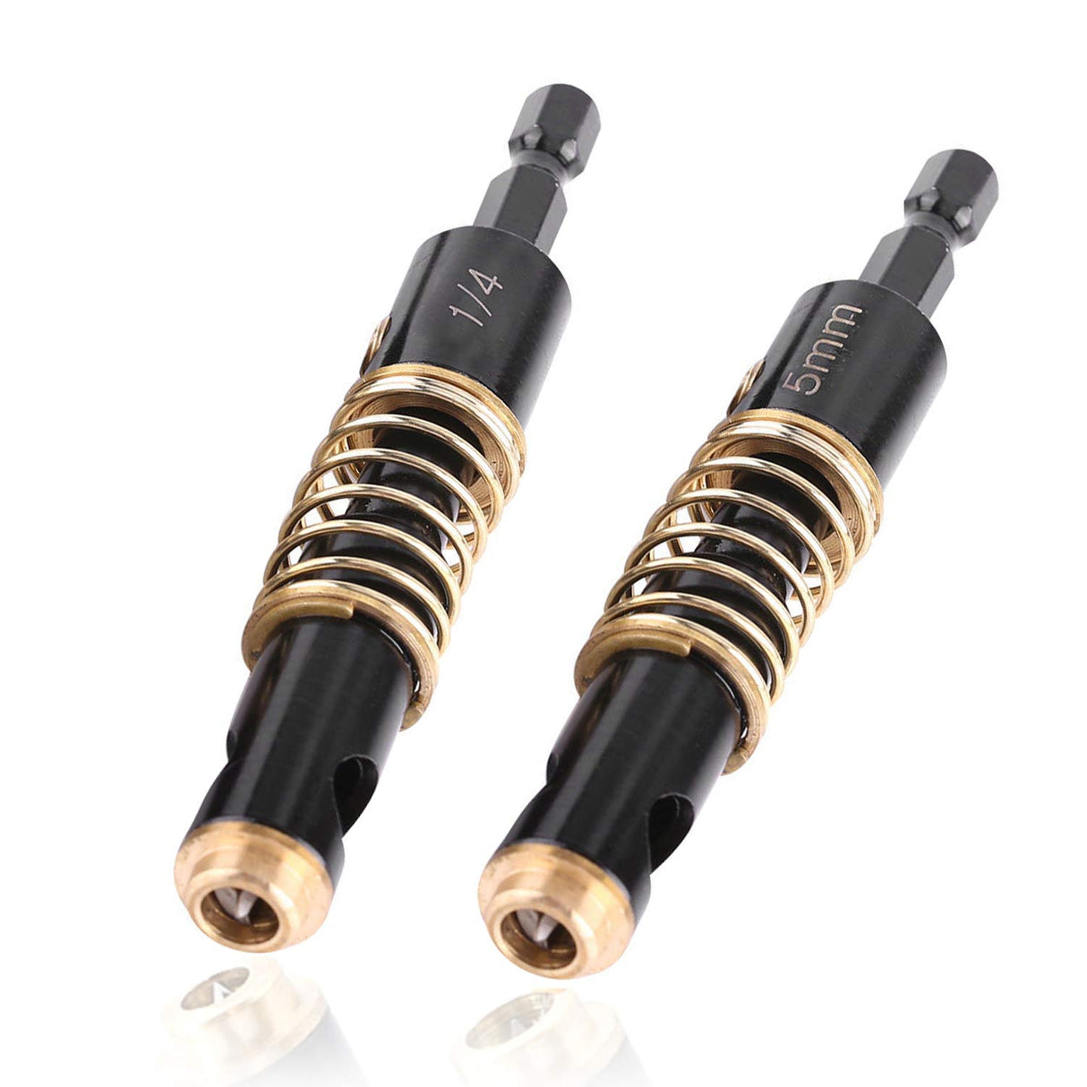 Yakamoz 2Pcs 1/4-Inch Hex Shank Center Drill Bit Set Door Window Cabinet Self Centering Hinge Tapper Core Hole Openning Puncher Bits Woodworking Tools 5mm 1/4'' YAKAMOZ