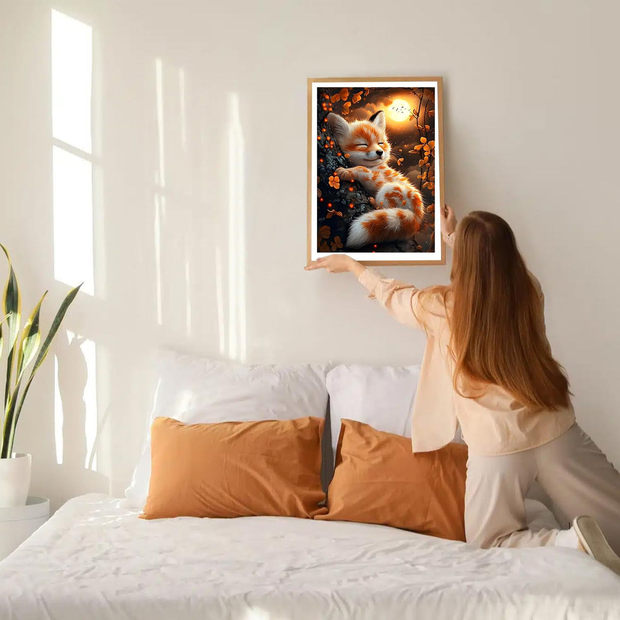 GDYEEH DIY 5D Cute Fox Diamond Art Kits, Round Full Drill Sparkling Fantasy Fox Diamond Painting Picture, Moonnight Painting by Numbers Art Kits for Adults Beginners Home Wall Decor 12x16 inch GDYEEH