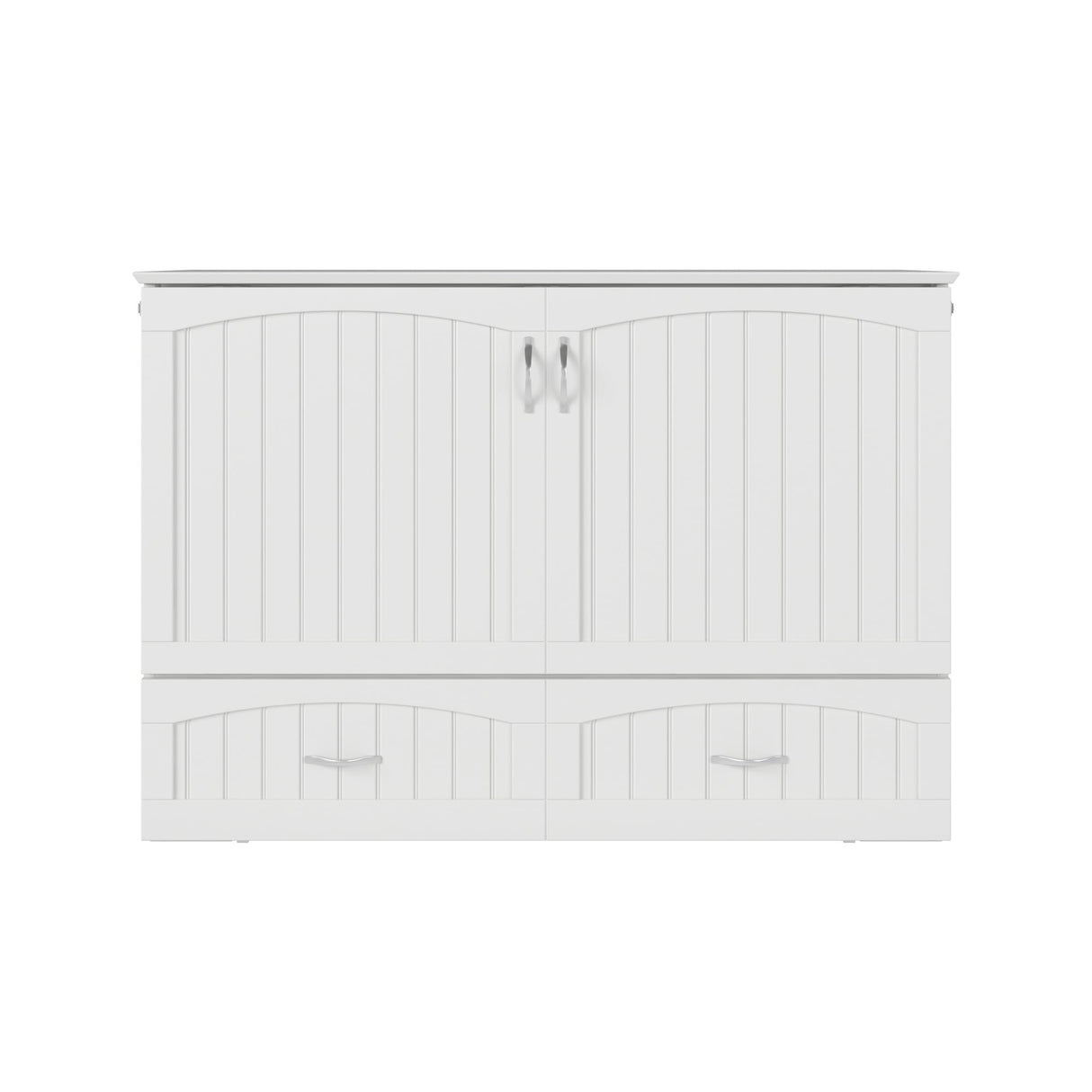 AFI, Southampton Murphy Bed Chest Full with 6" Mattress, Built-in USB Charger & Storage Drawer, White AFI