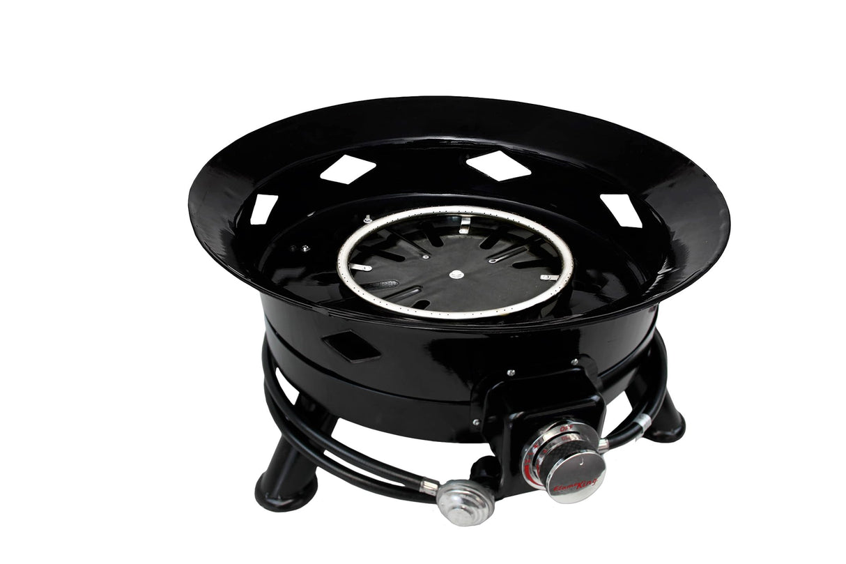 Flame King Smokeless Propane Fire Pit, 24-inch Portable Firebowl, 58K BTU with Self Igniter, Cover, & Carry Straps for RV, Camping, & Outdoor Living Flame King