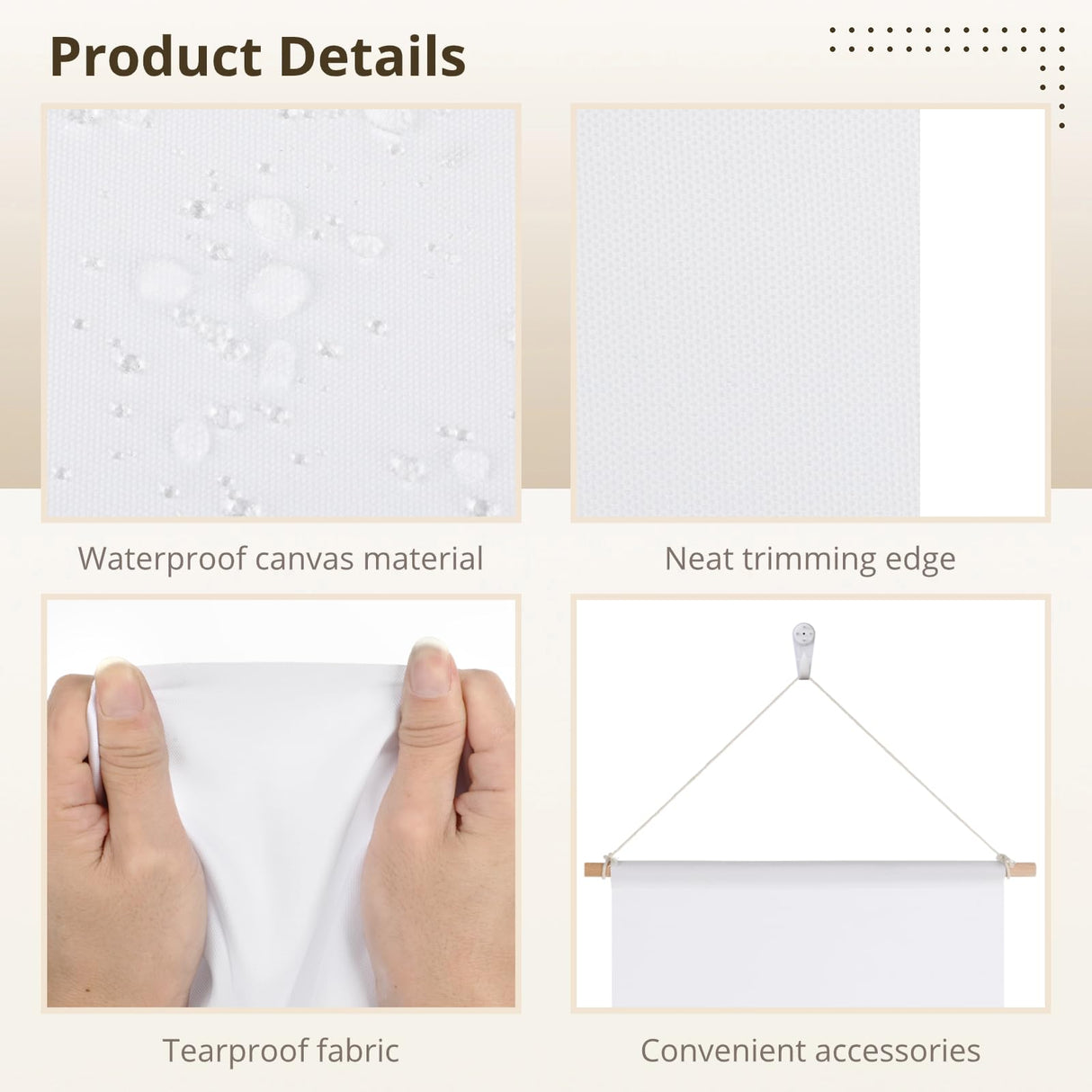 Anjetan 8 Pcs Sublimation Blank Banners, 11.8×17.7in Waterproof Canvas Custom Banners with Wood Sticks/Hanging Ropes/Traceless Nails, Paintable White Banner Signs for Indoor Outdoor Display Anjetan